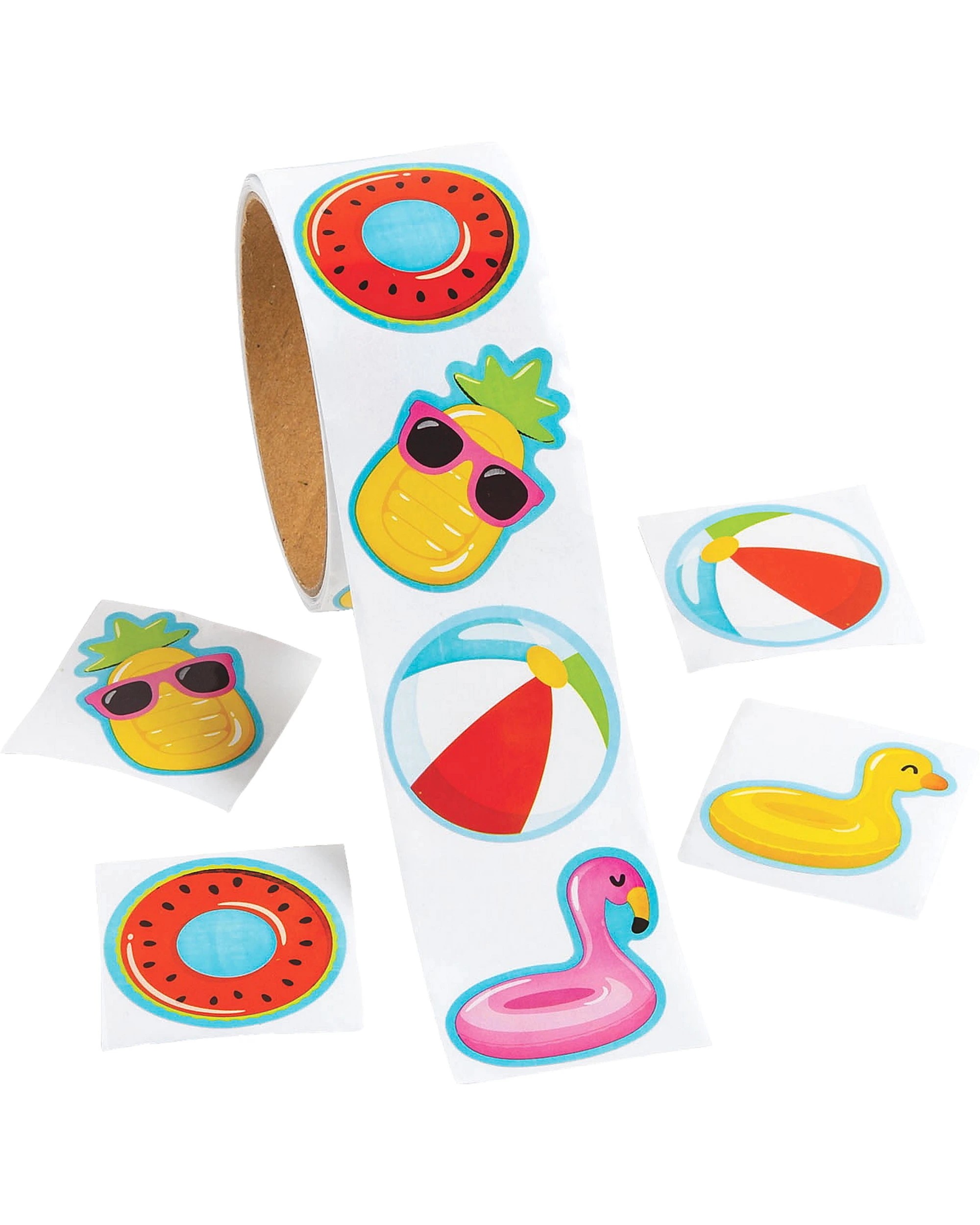 1 Fun Express Pool Party Stickers Roll of 100Multi - Multi, 1 of 1