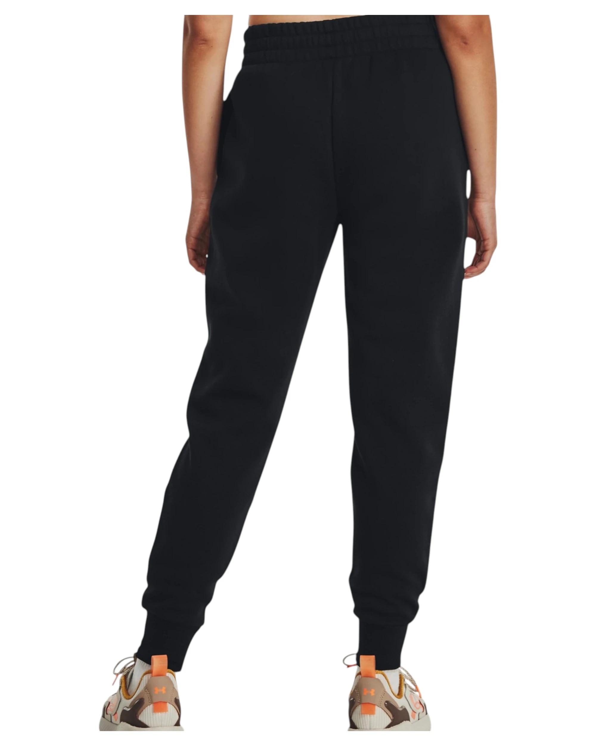 6 Under Armour Womens Rival Fleece Joggers Black Trackies Black, 6 of 6
