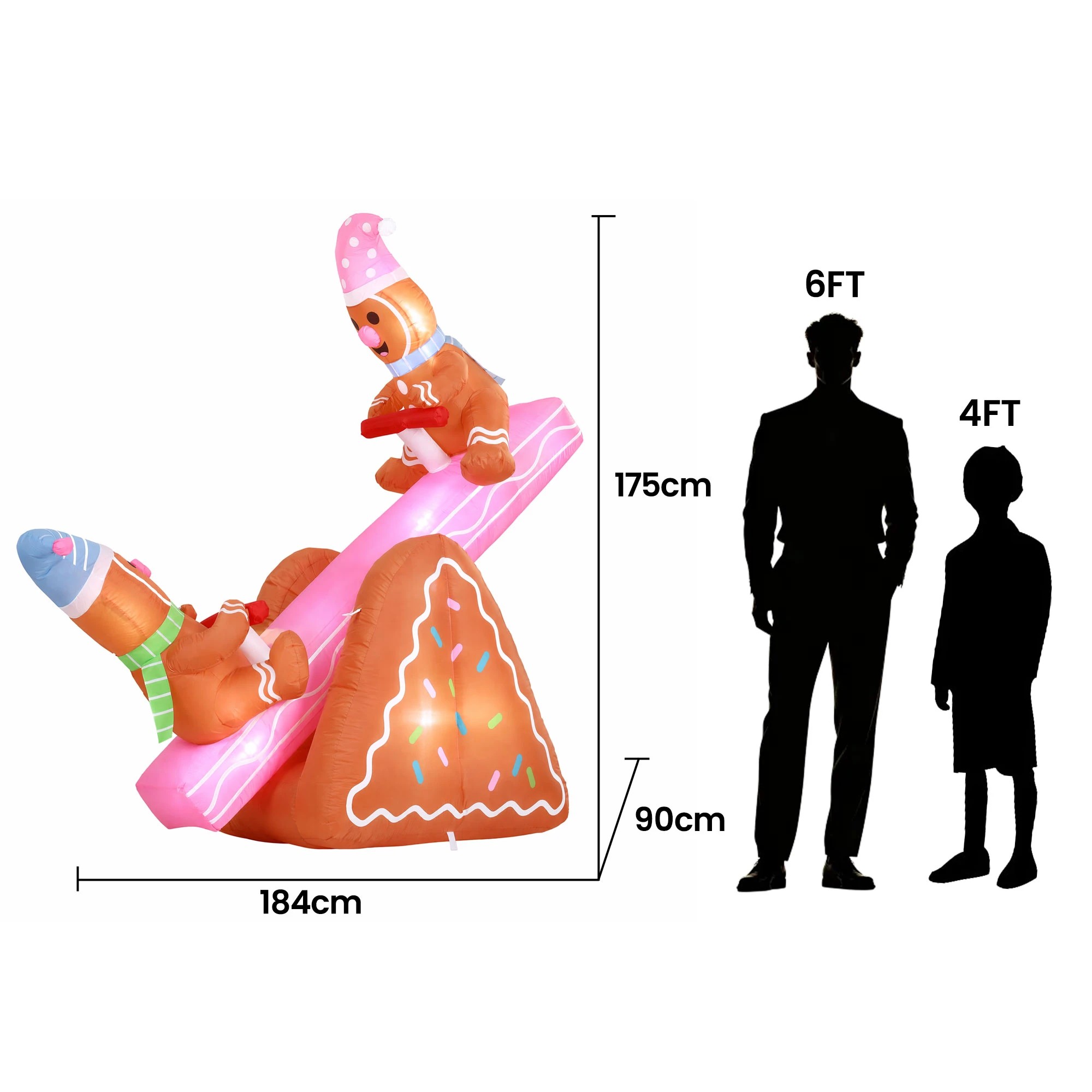 3 Jingle Jollys Christmas Inflatable Seesaw 1.8M Height LED Outdoor Decorations Illuminated - Multi, 3 of 9