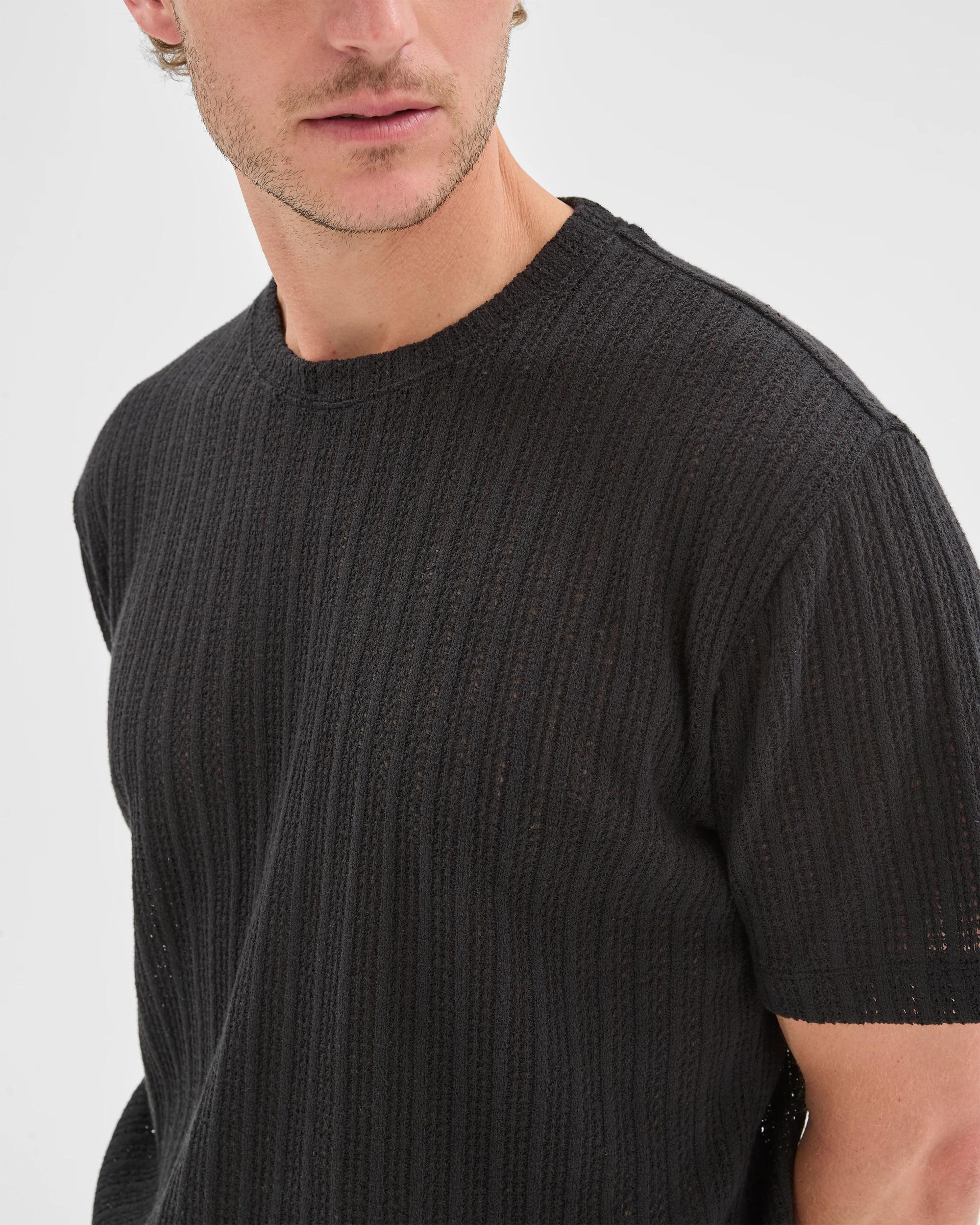 3 Target Man Australian Cotton Blend Pointelle T-Shirt BLACK, 3 of 6