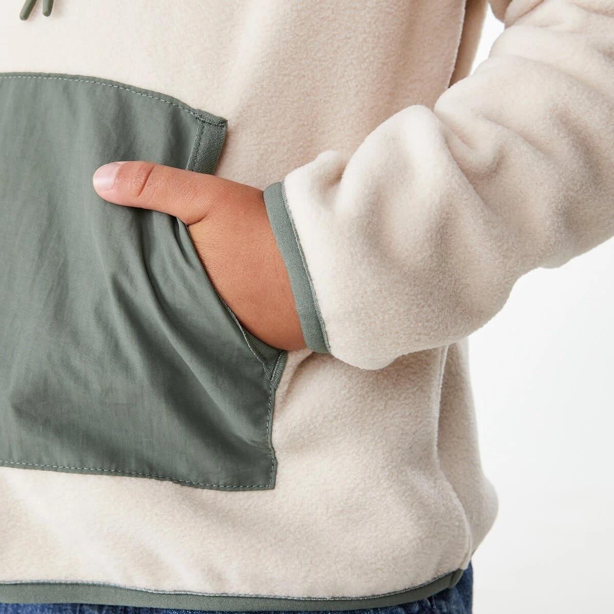 5 Polar Fleece Quarter Zip Sweatshirt Ecru, 5 of 9