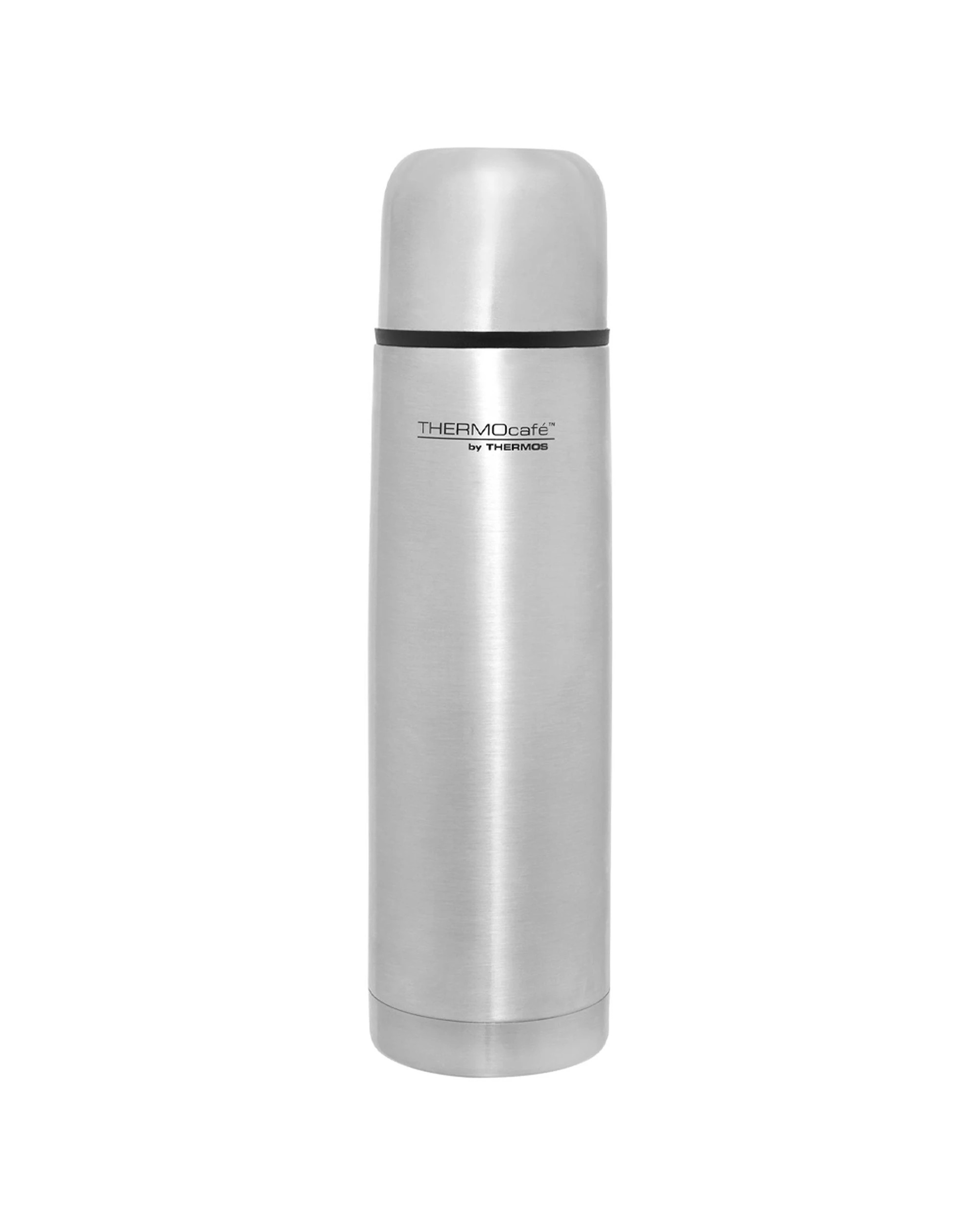 1 Thermos 1l Thermocafé Slimline Vacuum Insulated Food/drink Flask Keeps Hot/cold - Silver, 1 of 3