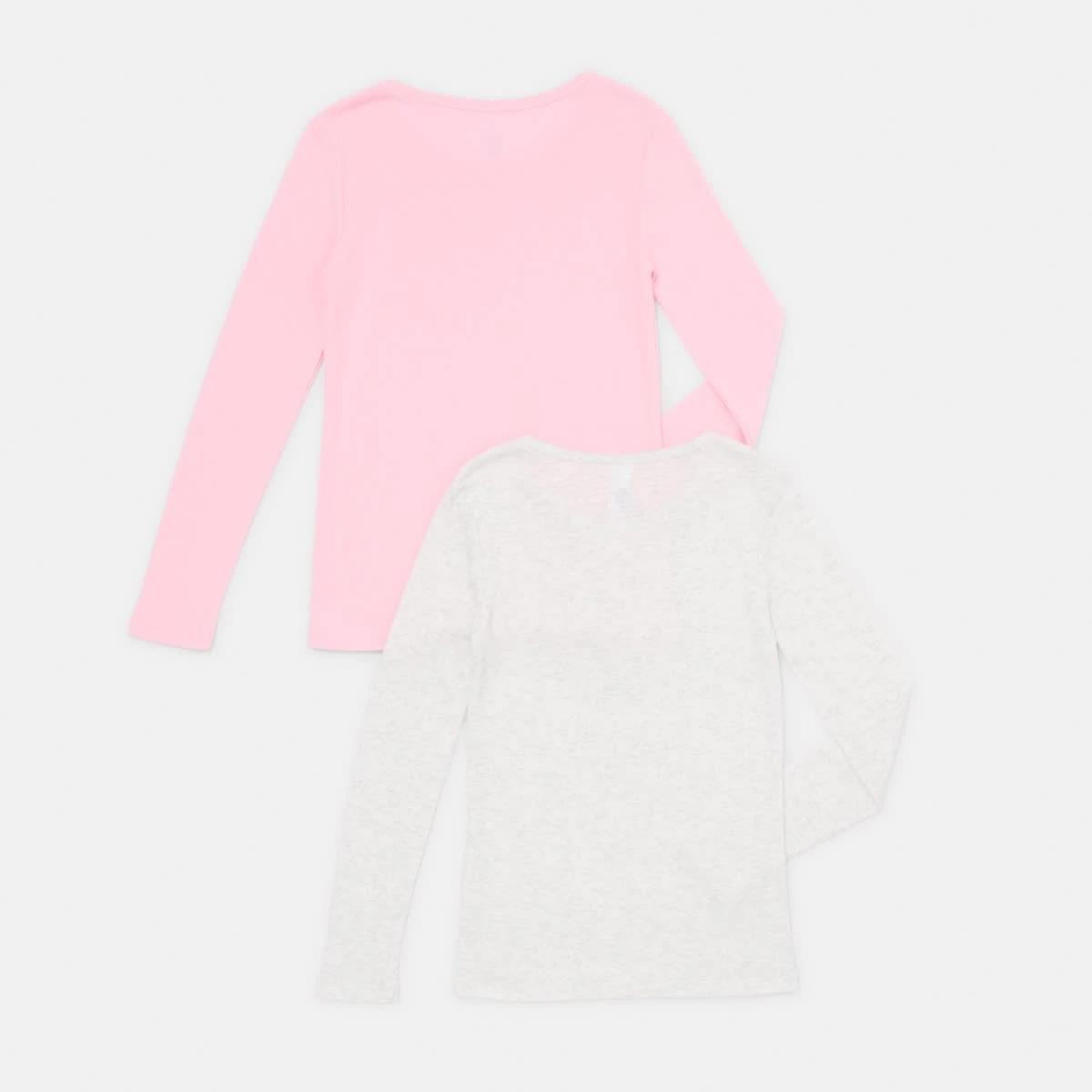 2 2 Pack Long Sleeve Brushed Thermal Top Pnk Solid, 2 of 8
