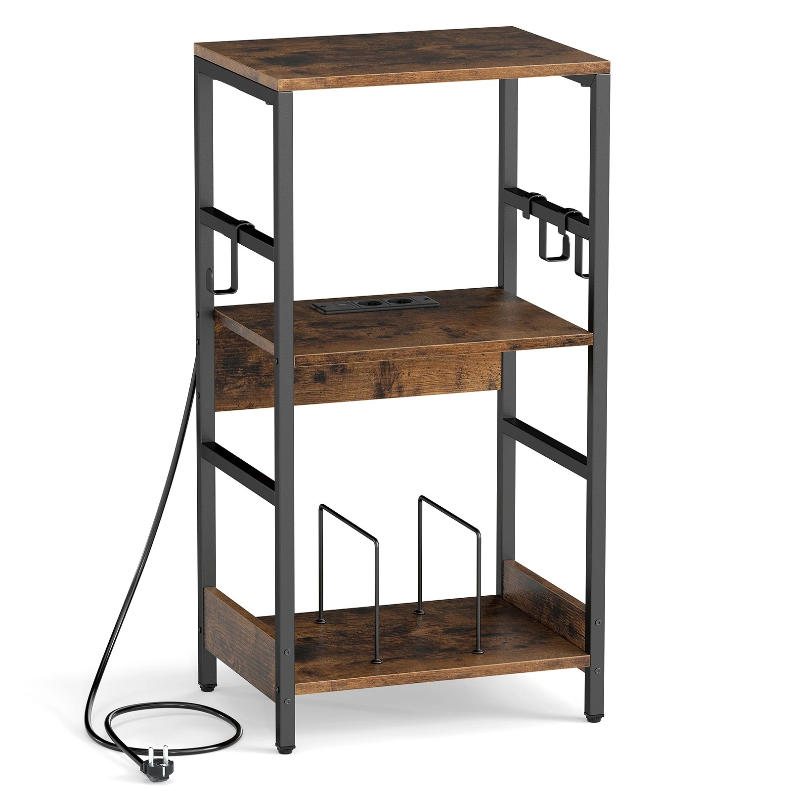 1 Costway 3-Tier Record Player Stand w/Charging Station Vinyl Storage Holder, 1 of 7