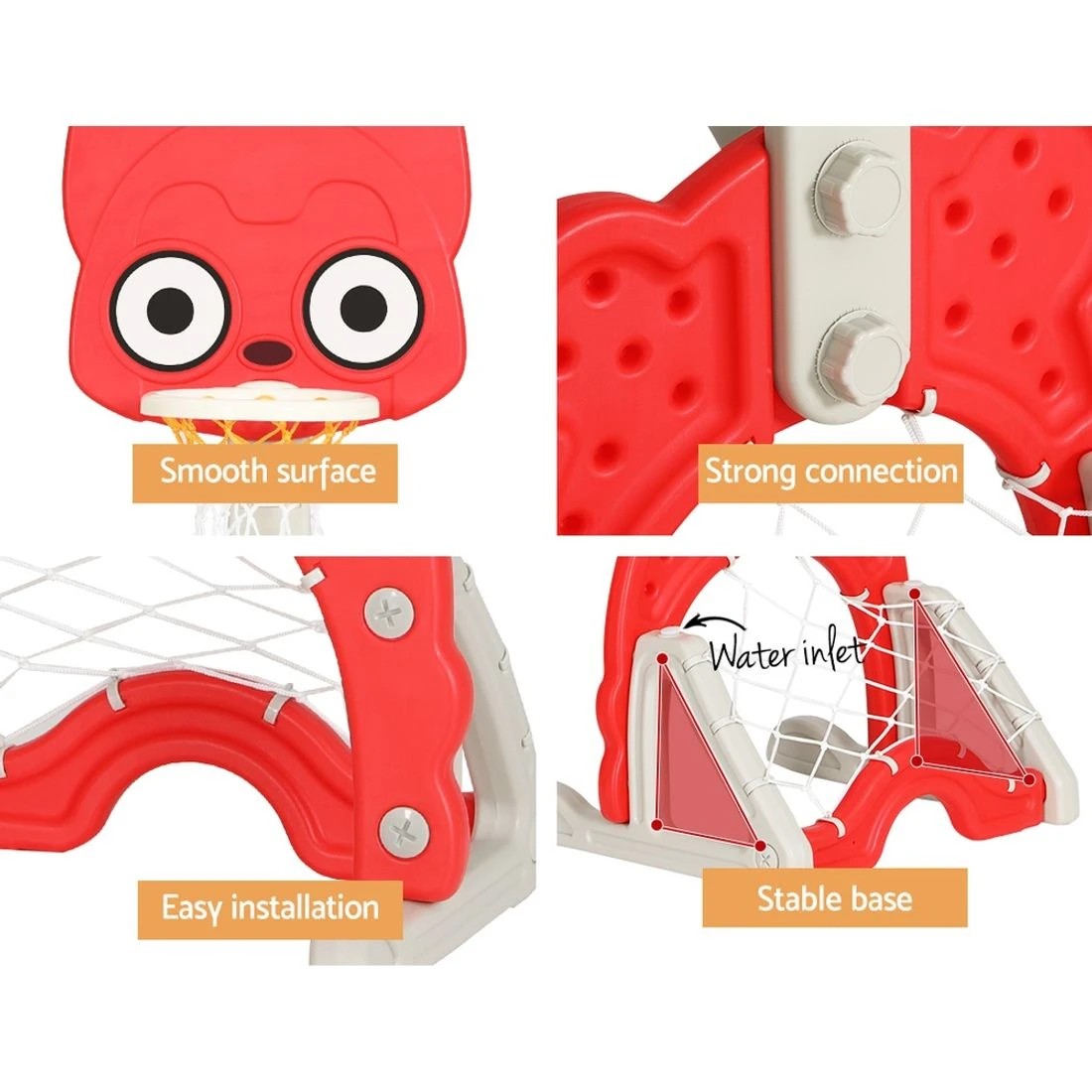 7 Keezi Kids Basketball Hoop Stand Adjustable 5-in-1 Sports Center Toys Set - Red, 7 of 7