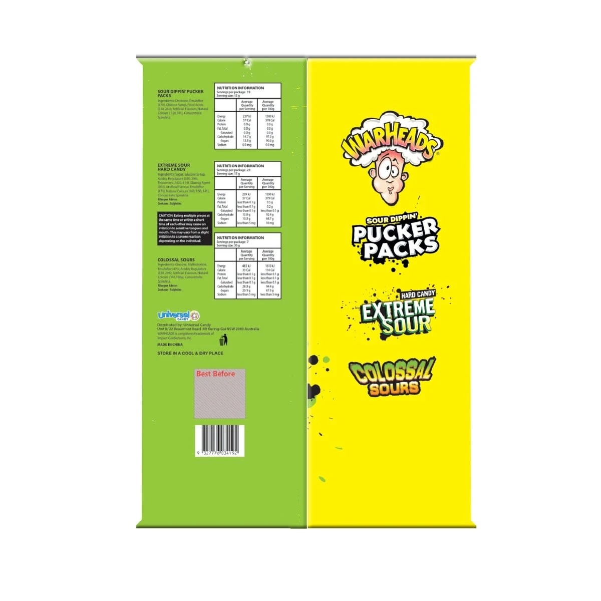 2 Warheads Party Pack Sour! Mix 850g, 2 of 2