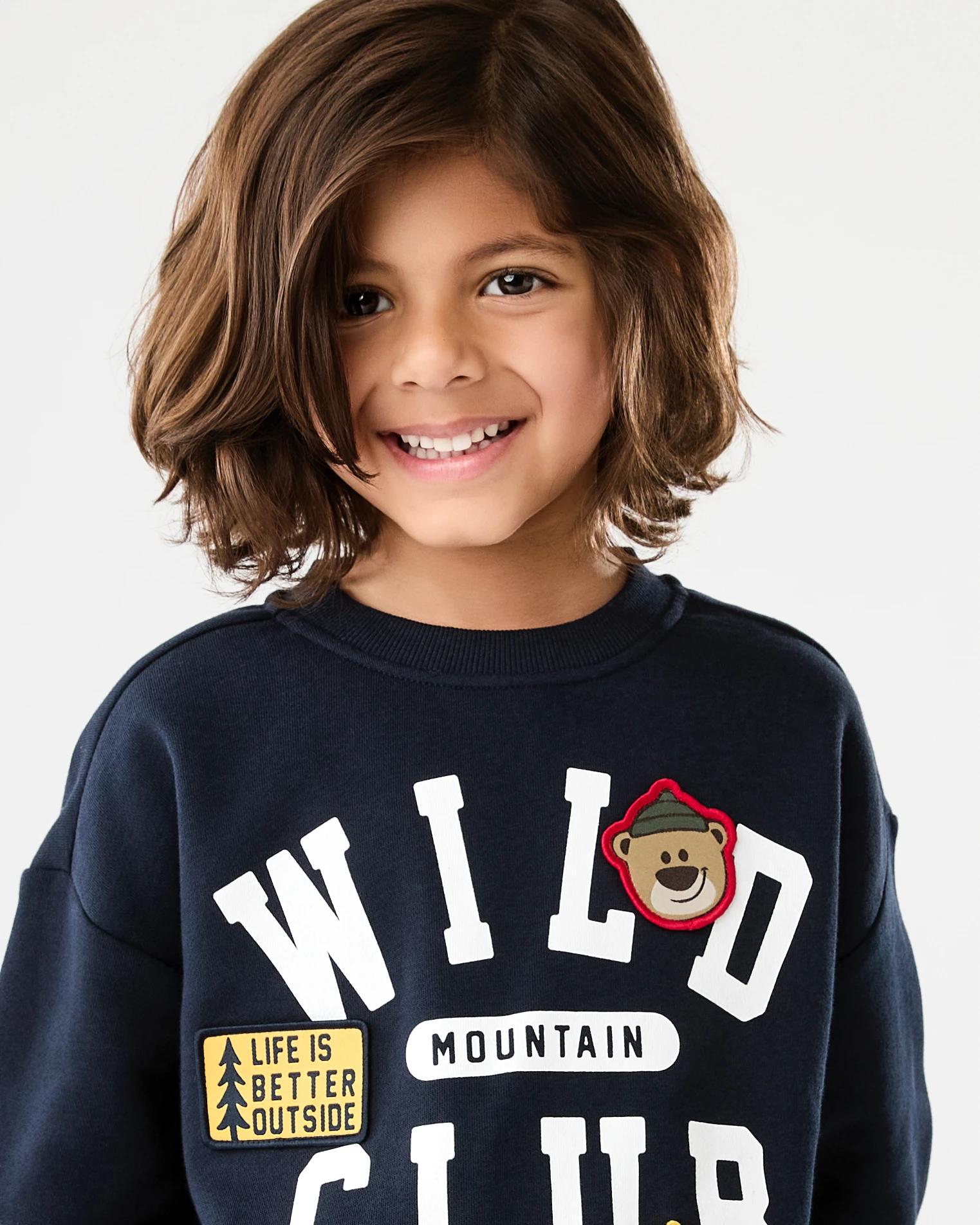 3 Oversized Print Crew Neck Sweatshirt Nvy Nature, 3 of 7