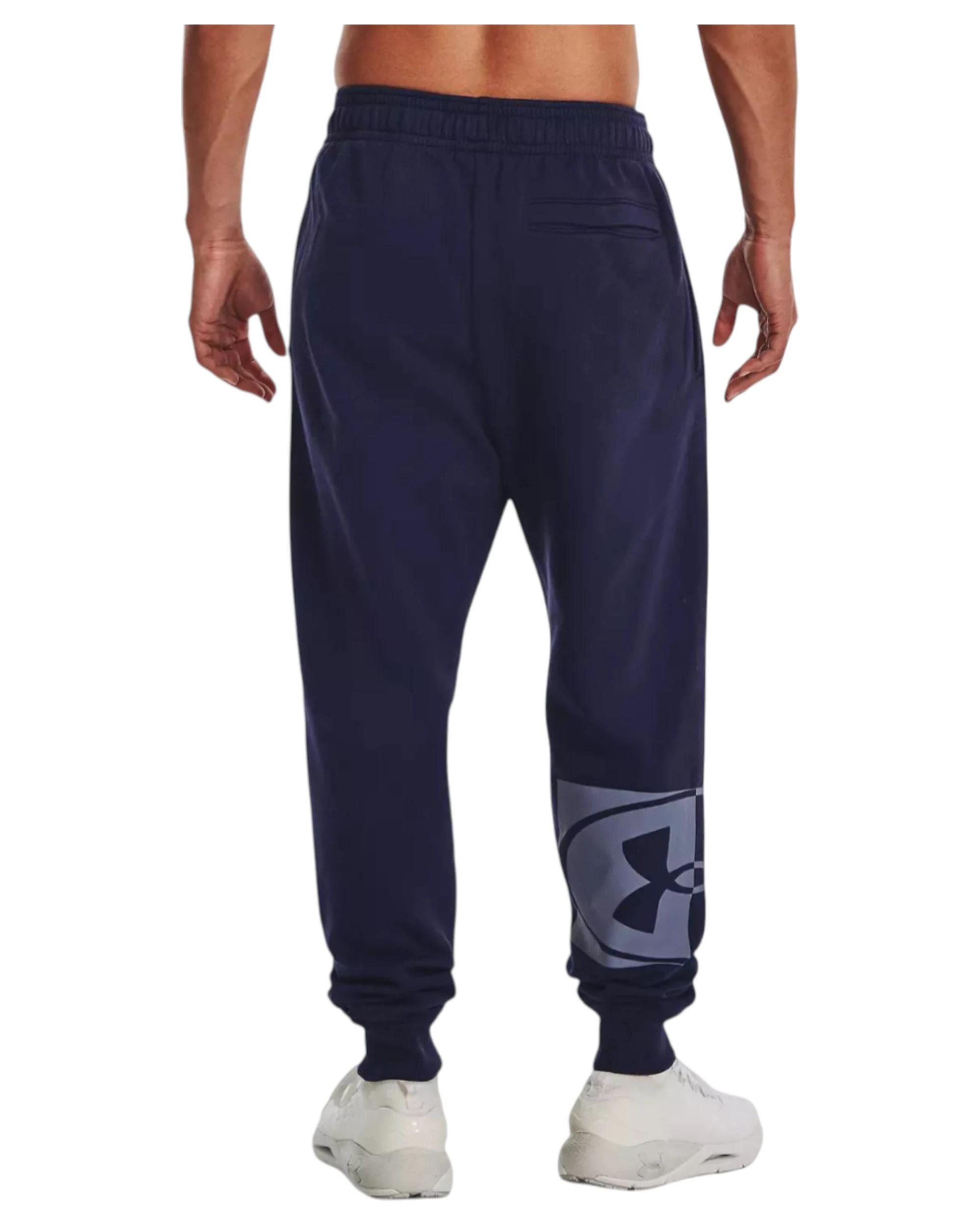 3 Under Armour Mens Rival Fleece Marco Branded Navy Joggers Athletic Trackies NAVY, 3 of 5