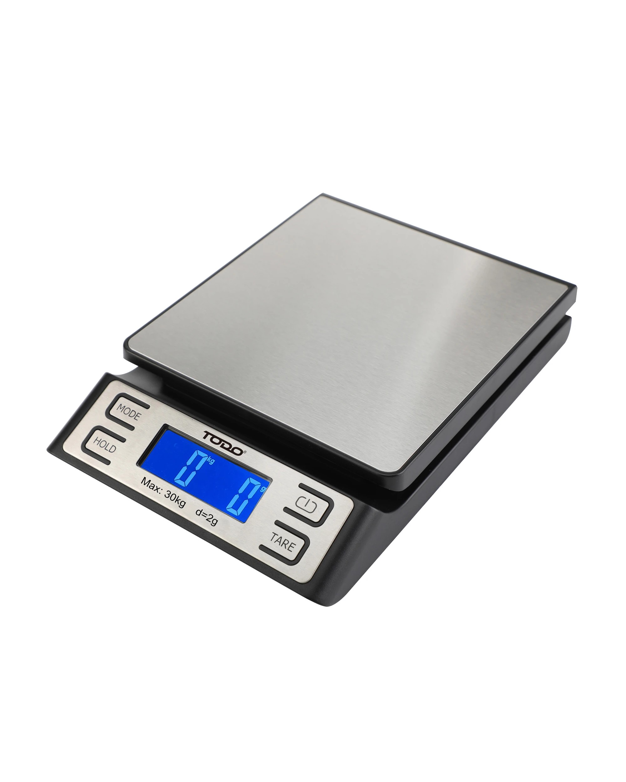 1 TODO 30Kg Digital Postal Scale Stainless Steel Plate Blue LCD Display Tare Post 2G Graduation, 1 of 2