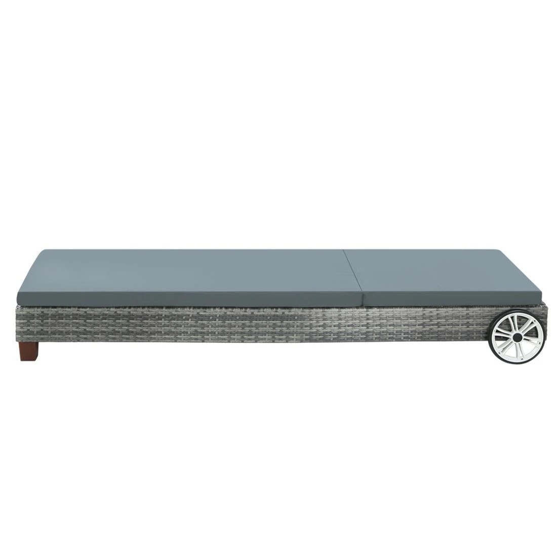 4 Gardeon Sun Lounge Wicker Lounger Outdoor Furniture Day Bed Wheels Patio - Grey, 4 of 6