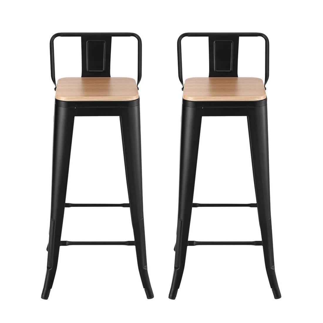 3 Artiss 2x Bar Stools Kitchen Counter High Chair Dining Stackable Metal - Multi, 3 of 8