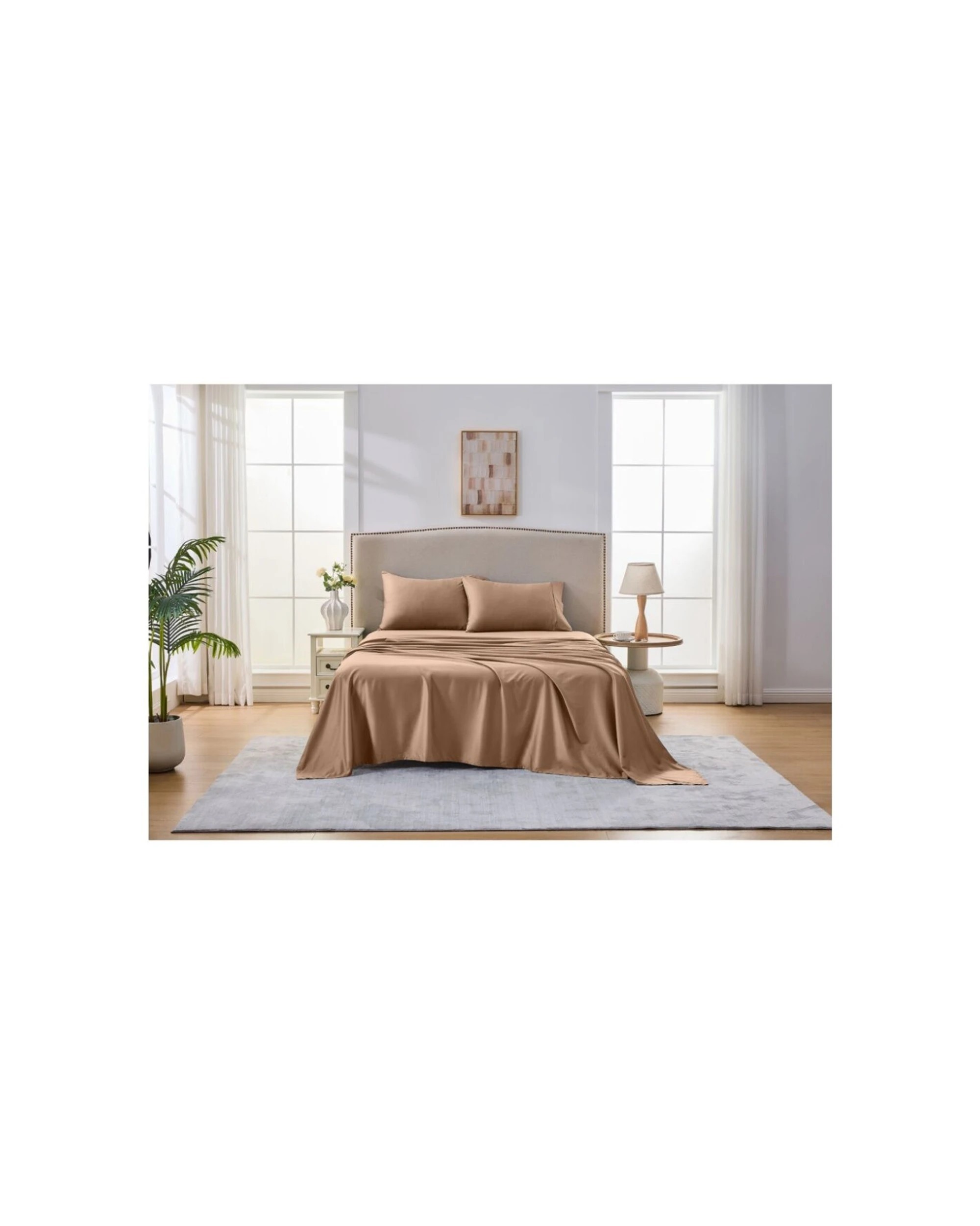 4 Grosvenor House 500TC Egyptian Cotton Flat Bed Bedding Sheet - Single Bed - Beige, 4 of 4
