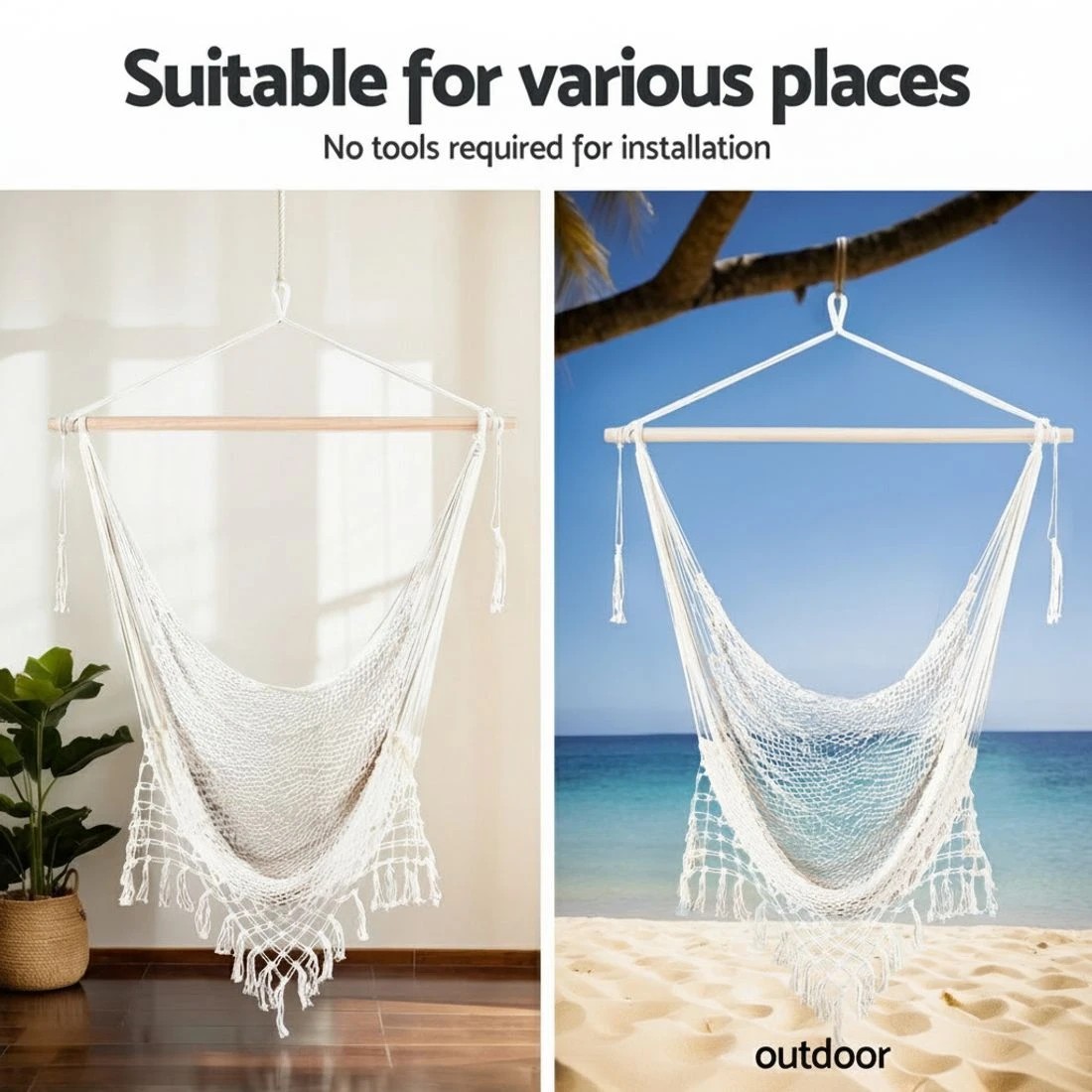 4 Gardeon Hammock Hanging Chair with Heavy Duty Steel - Multi, 4 of 6