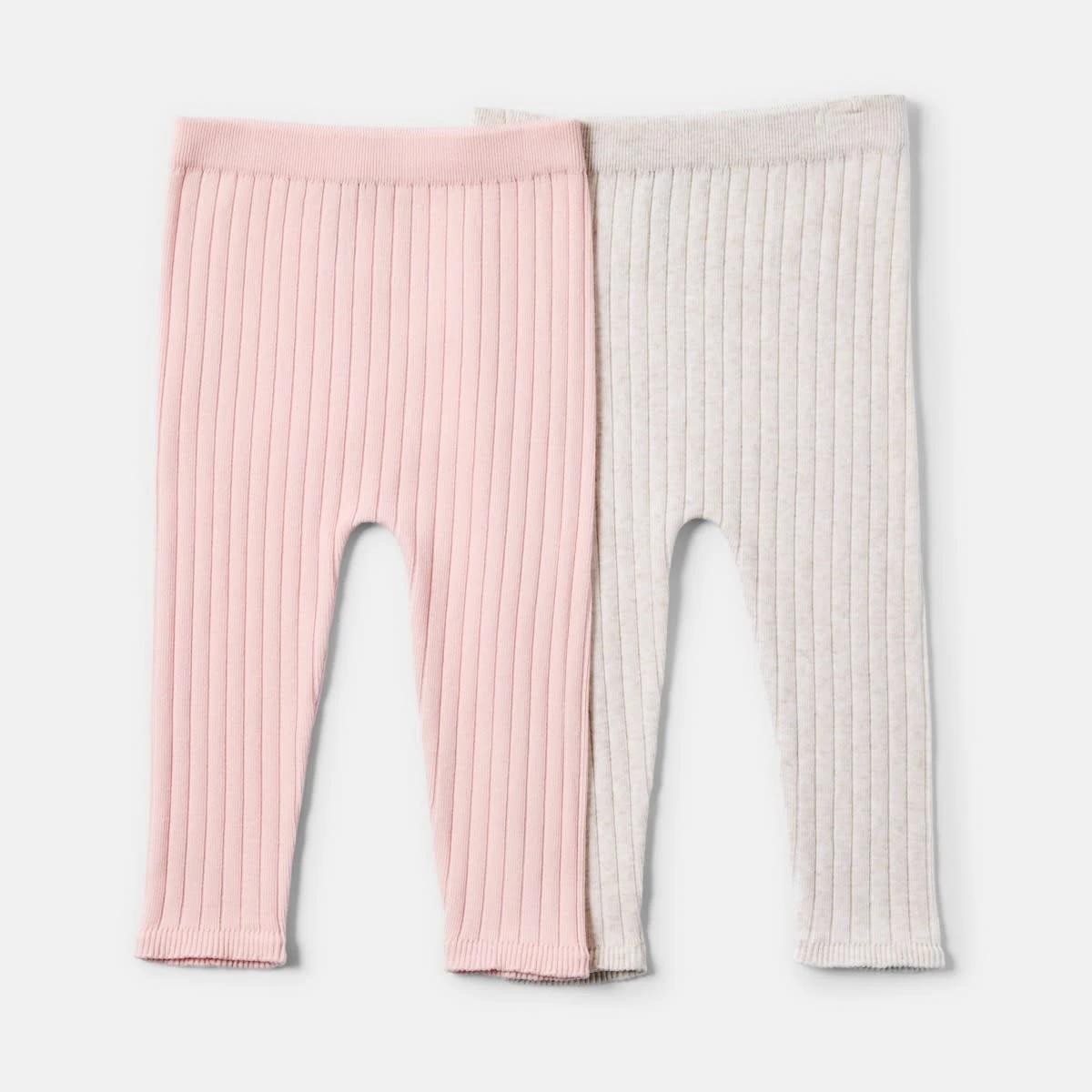 1 2 Pack Rib Leggings Pnk Marle, 1 of 6
