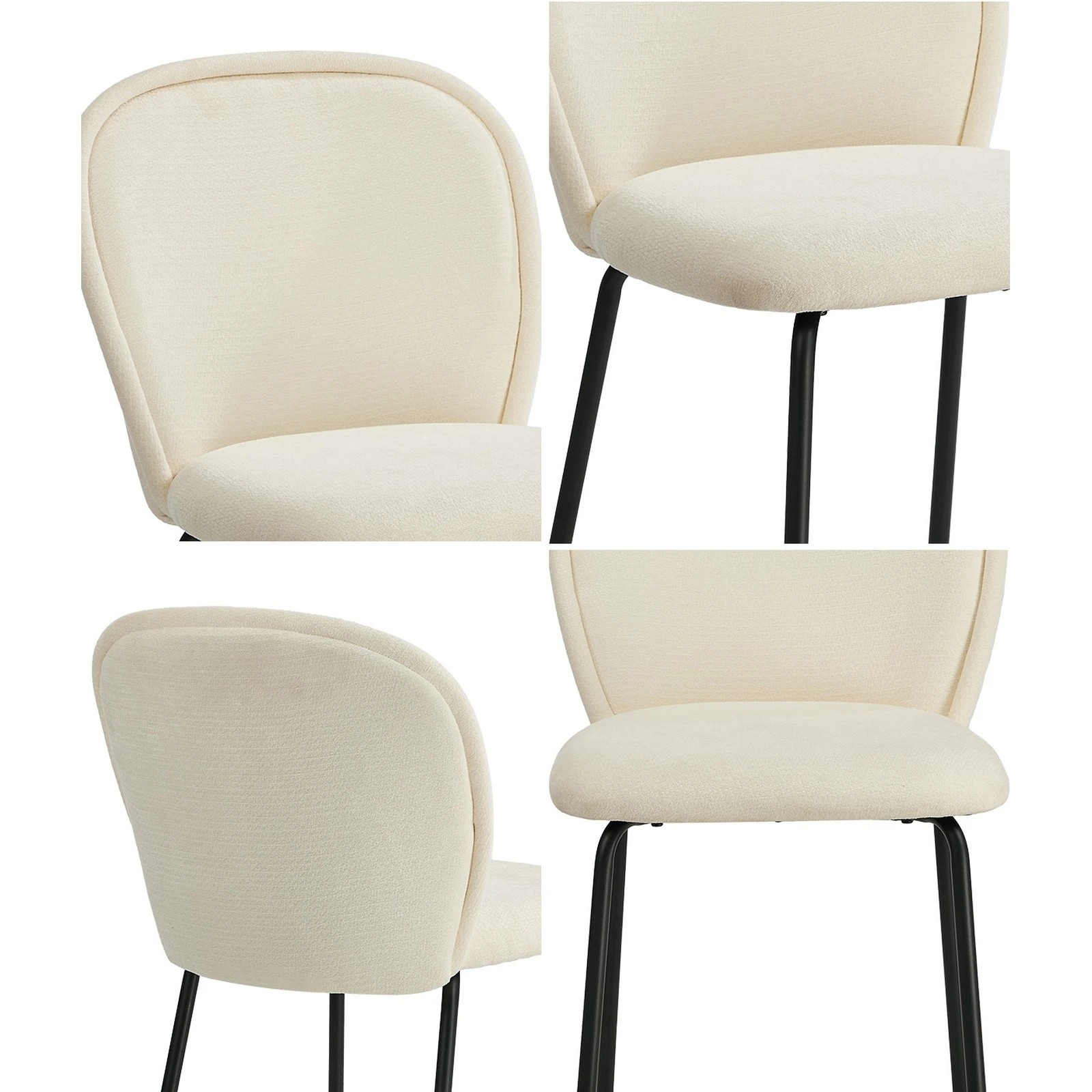 6 Oikiture 4x Dining Chairs Kitchen Accent Chairs Chenille Pad Metal Legs - Beige, 6 of 9