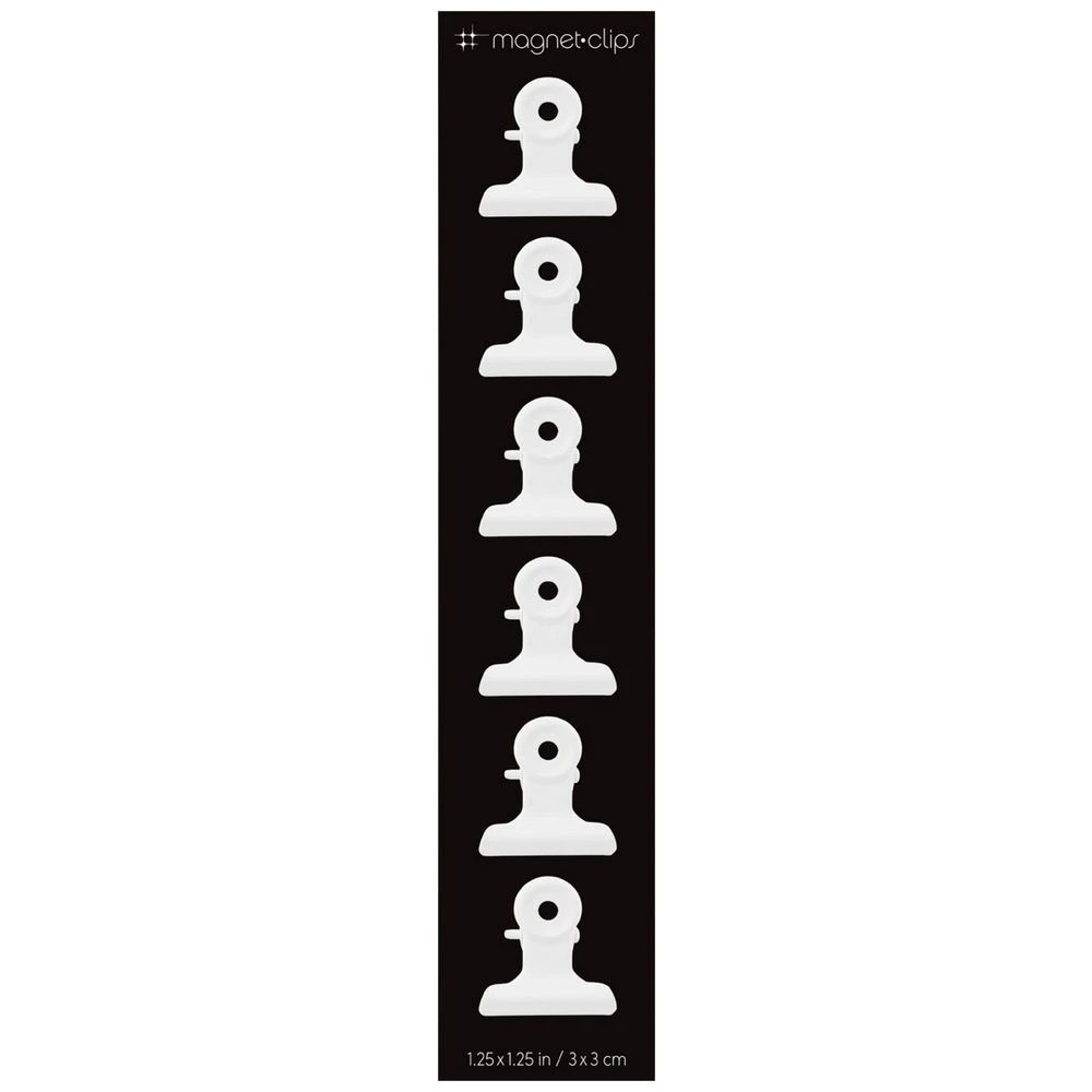 1 Three By Three Magnetic Clips Medium White 6 Pack, 1 of 2