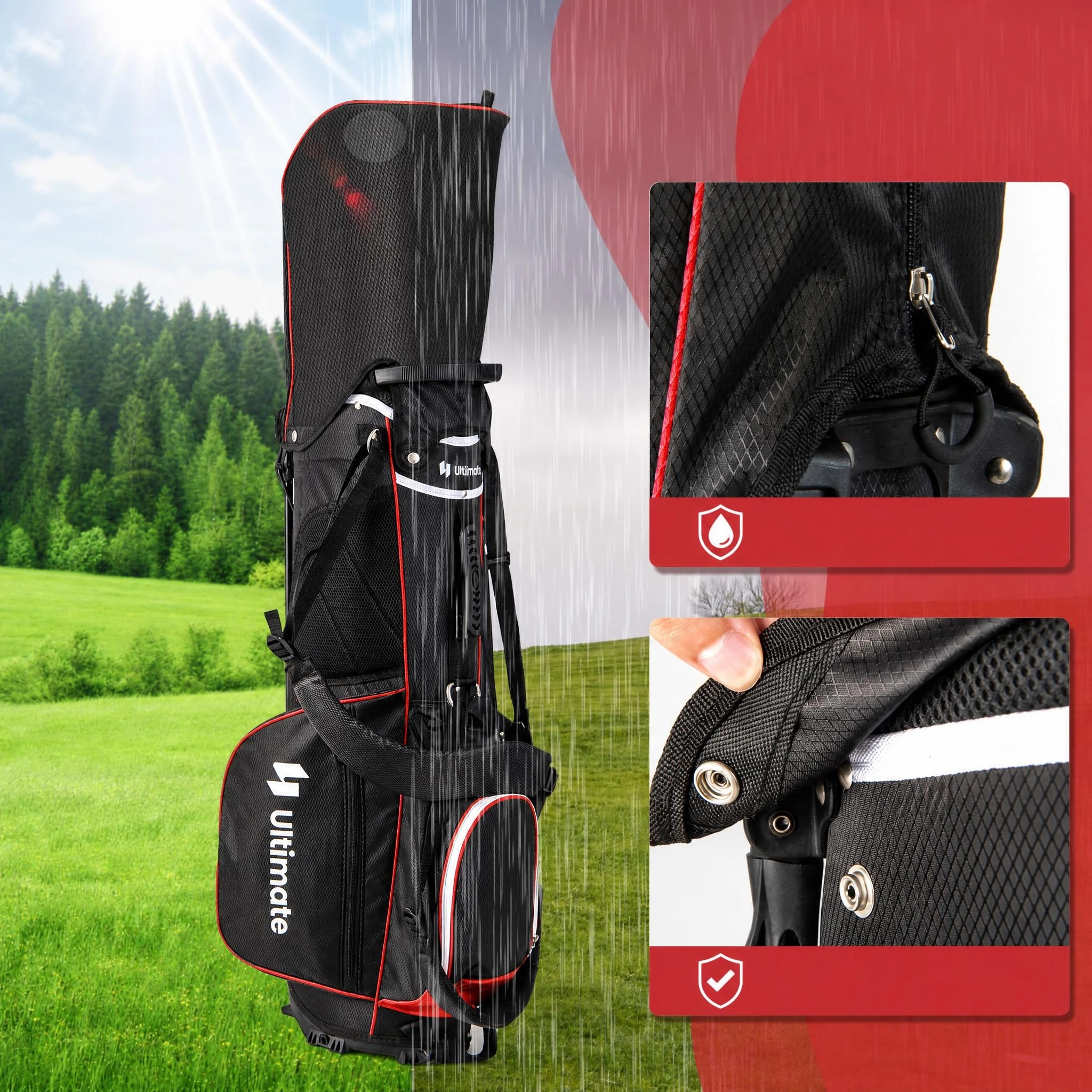 6 Costway Golf Stand Bag Portable Golf Cart Bag Travel Bag w/14 Full Length Dividers & Rain Hood, 6 of 9