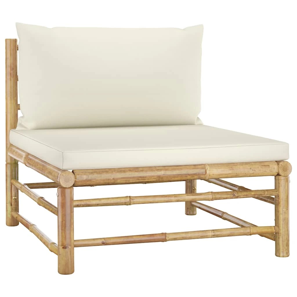 5 Vidaxl 5 Piece Garden Lounge Set With Cushions Bamboo - White, 5 of 10