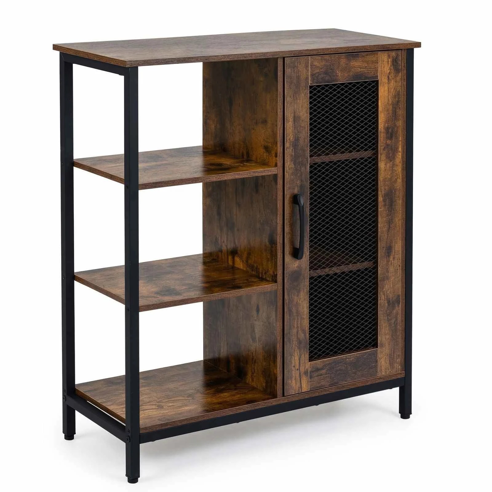 1 Costway Buffet Cabinet Storage Coffee Bar Station Carbon Steel Sideboard - Brown, 1 of 3