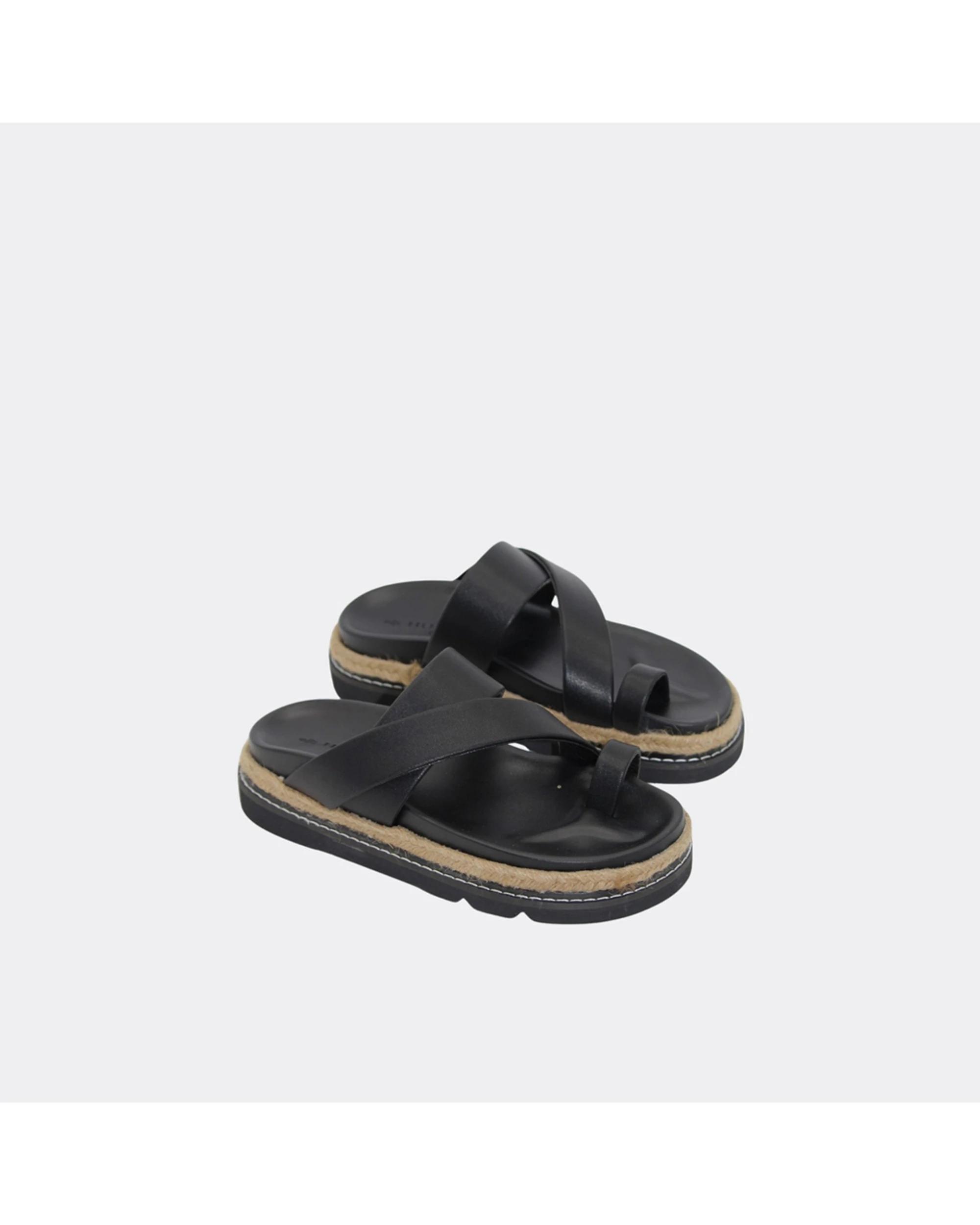 4 Human Shoes Poppy Women Slides Crossover Straps Padded Sandals Black BLACK, 4 of 7
