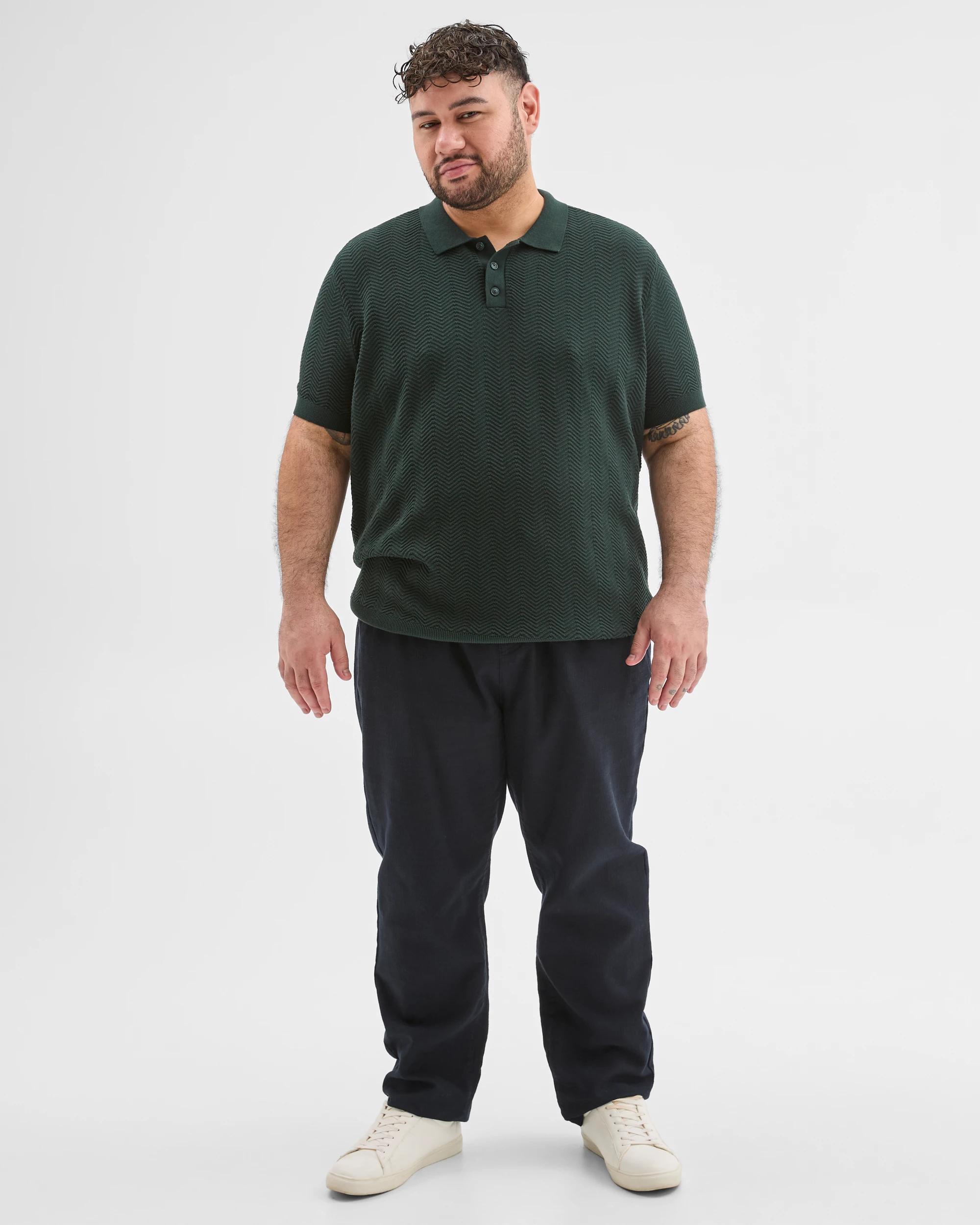 1 Target Plus Size Australian Cotton Blend Textured Polo Top DARK GREEN, 1 of 6