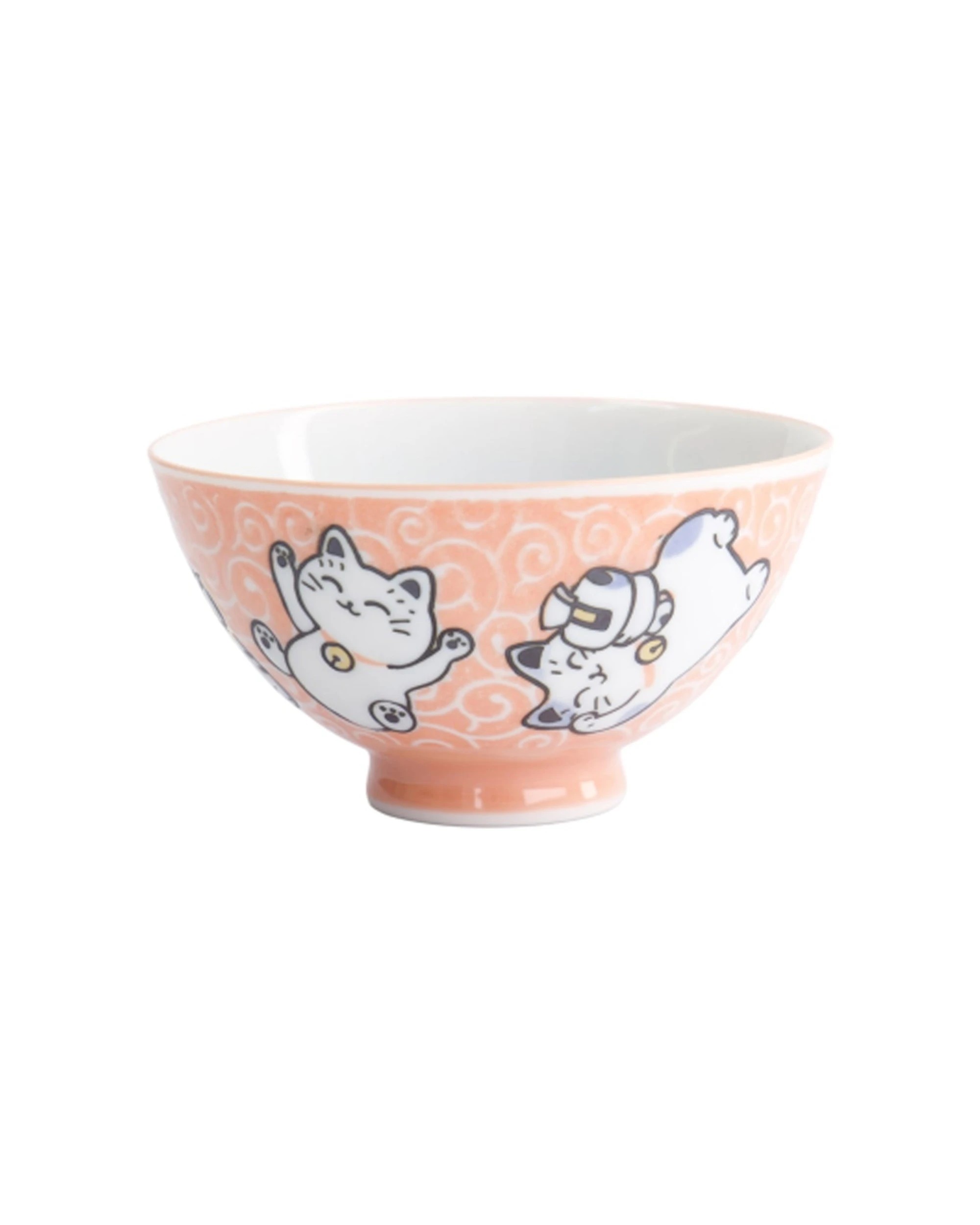 3 Tokyo Design 2PK Kawaii Rice Bowl Neko Cat Ceramic Tableware 11.5cm Fish - Pink, 3 of 4