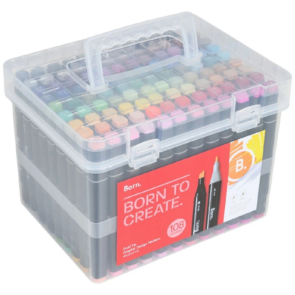 1 Born Dual-Tip Graphic Design Markers 108 Pack, 1 of 5