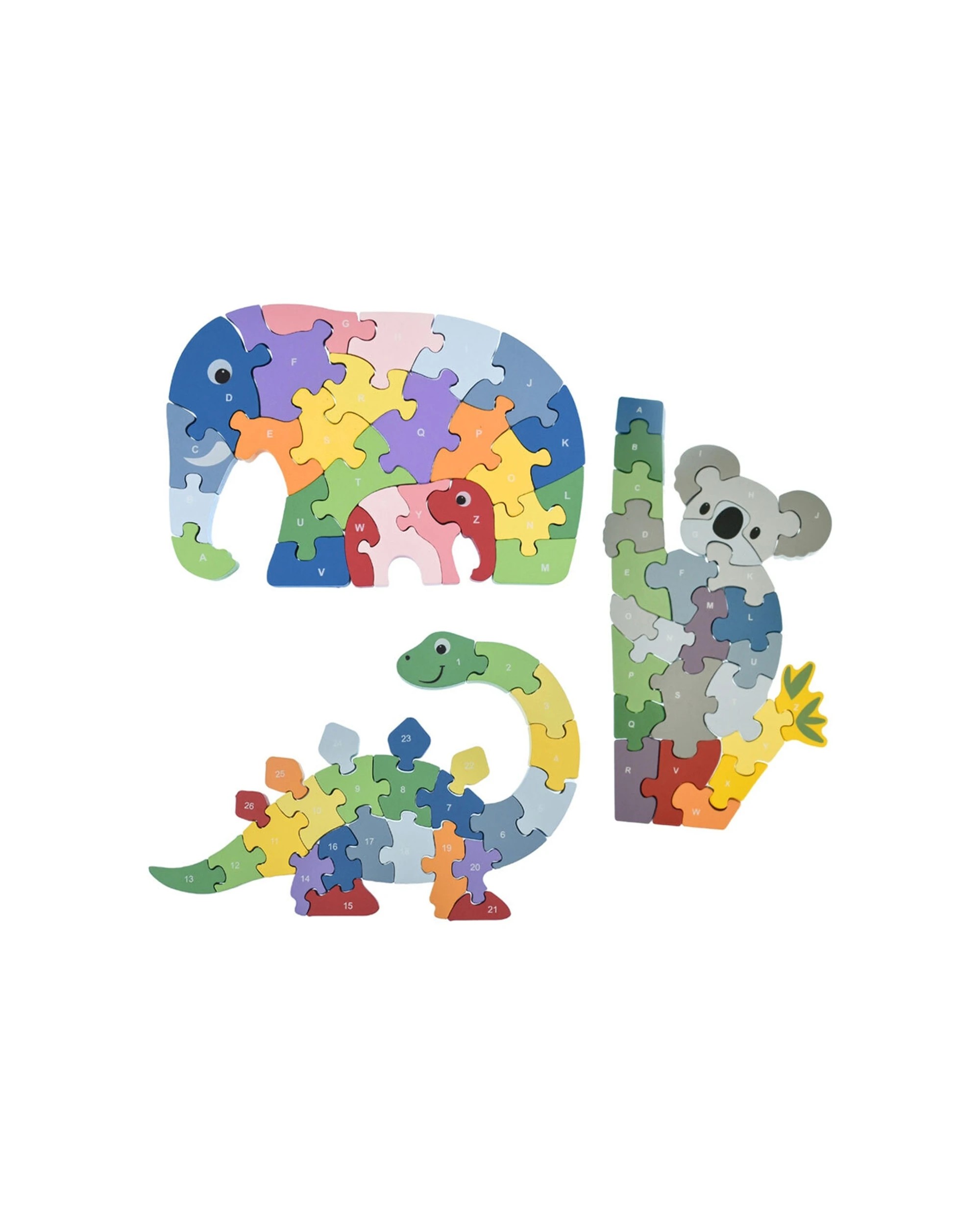 1 Kaper Kidz Koala Elephant Dinosaur A-Z Chunky Jigsaw Puzzle Set - Multi, 1 of 6