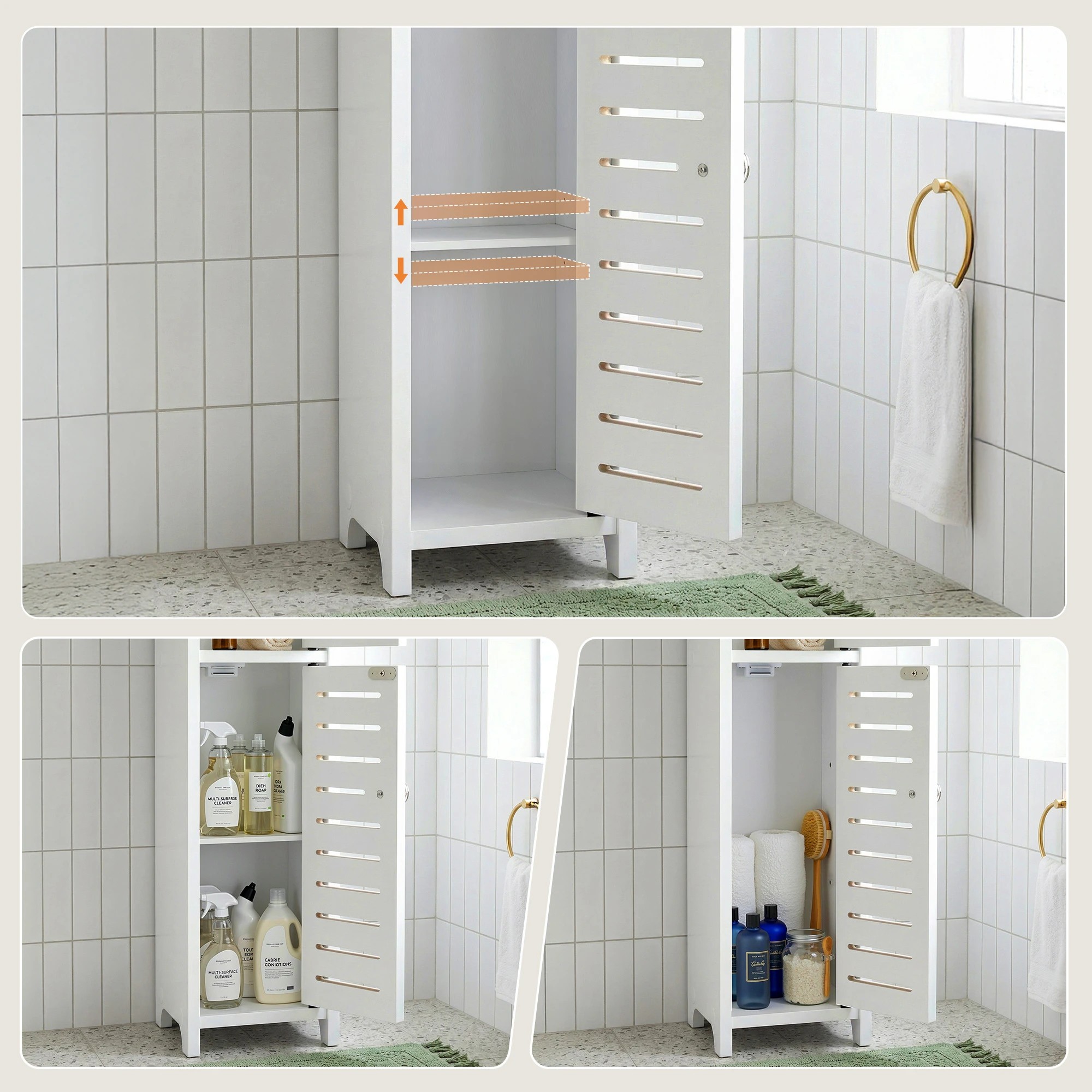 6 Artiss 2x Bathroom Storage Cabinet 3-Tier Toilet Paper Holder - White, 6 of 9