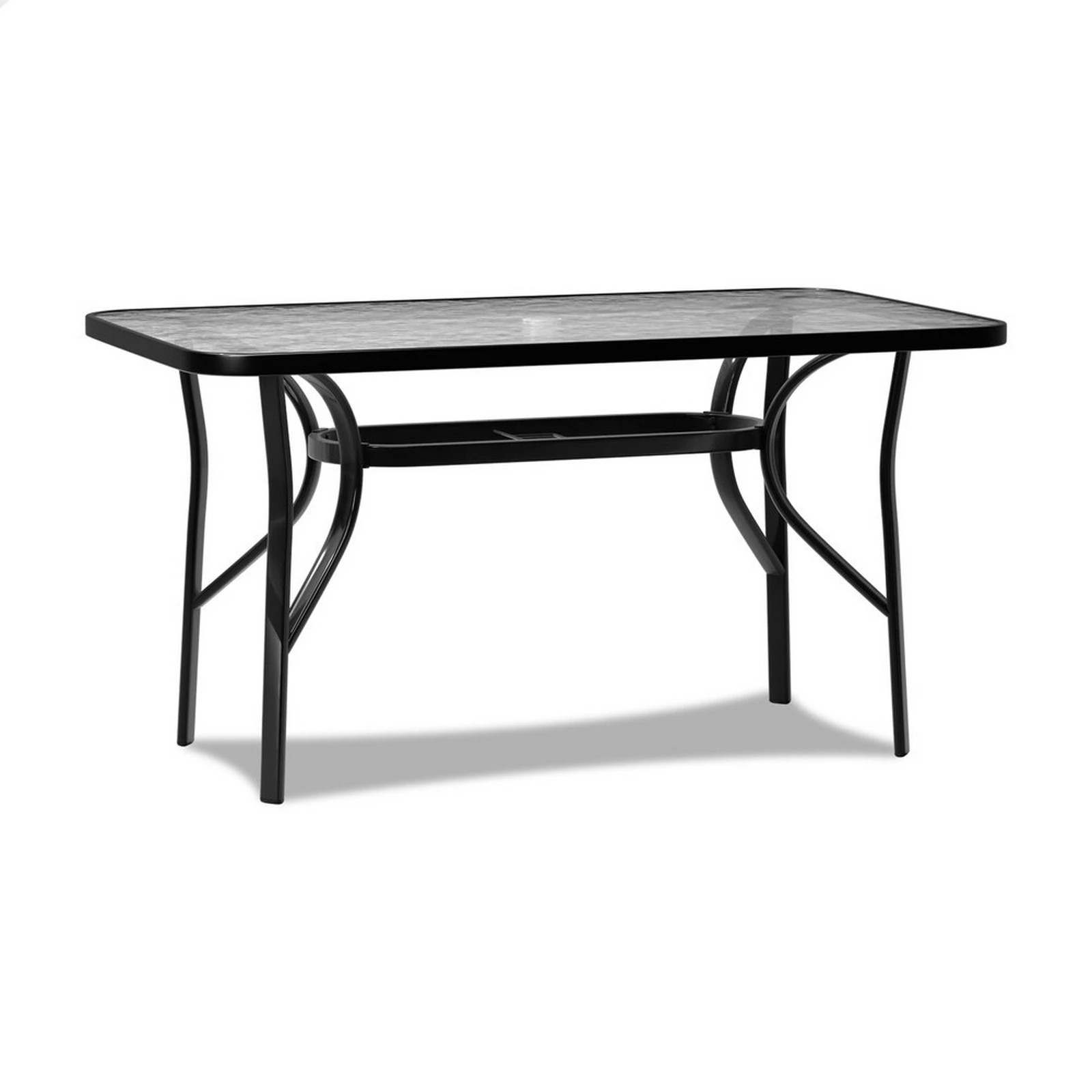 1 Alfordson Outdoor Furniture Patio Dining Table Garden 140CM X 80CM Glass - Black, 1 of 10