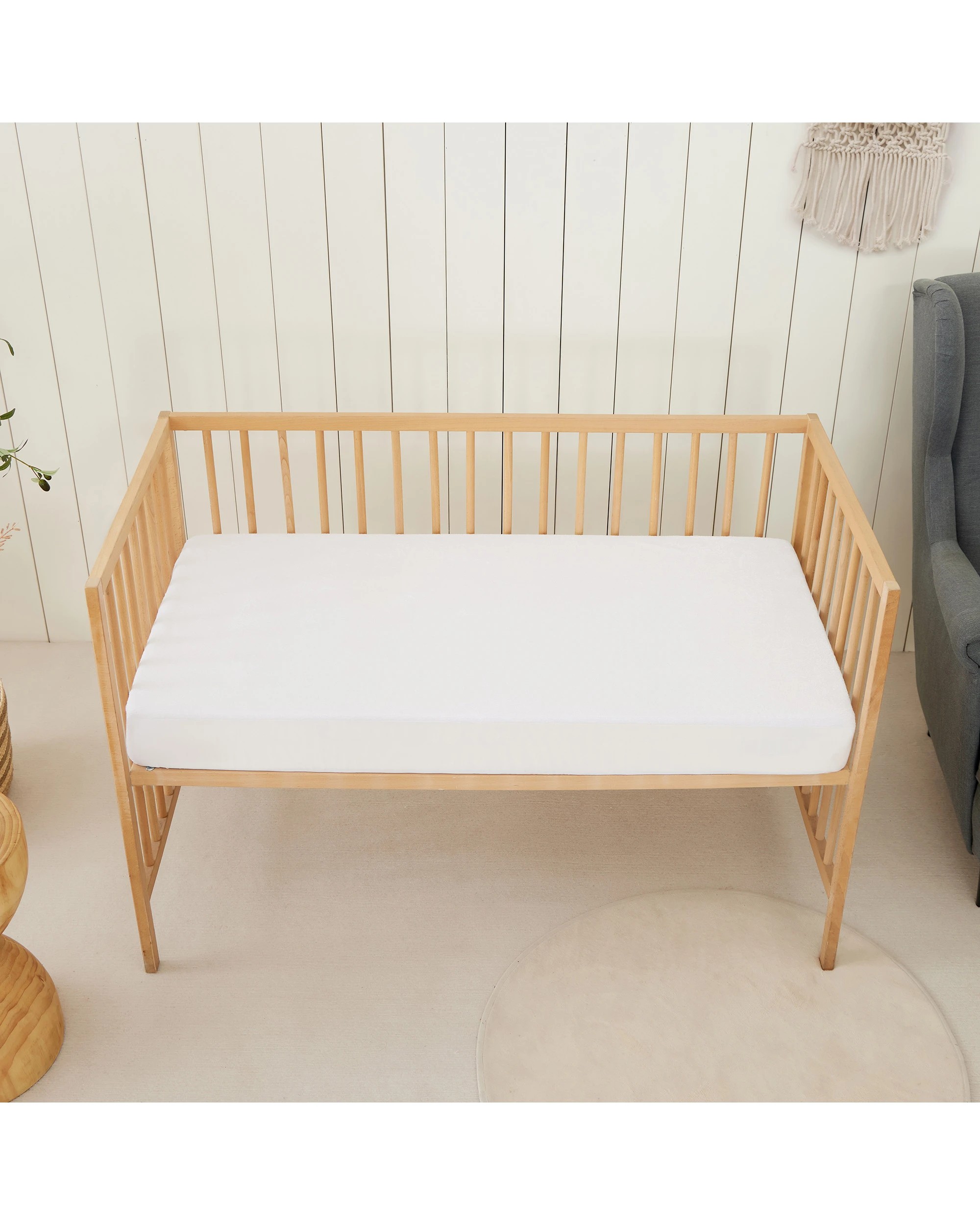 2 Dreamaker Baby Bamboo Terry Waterproof Mattress Protector - COT Boori Size - White, 2 of 8
