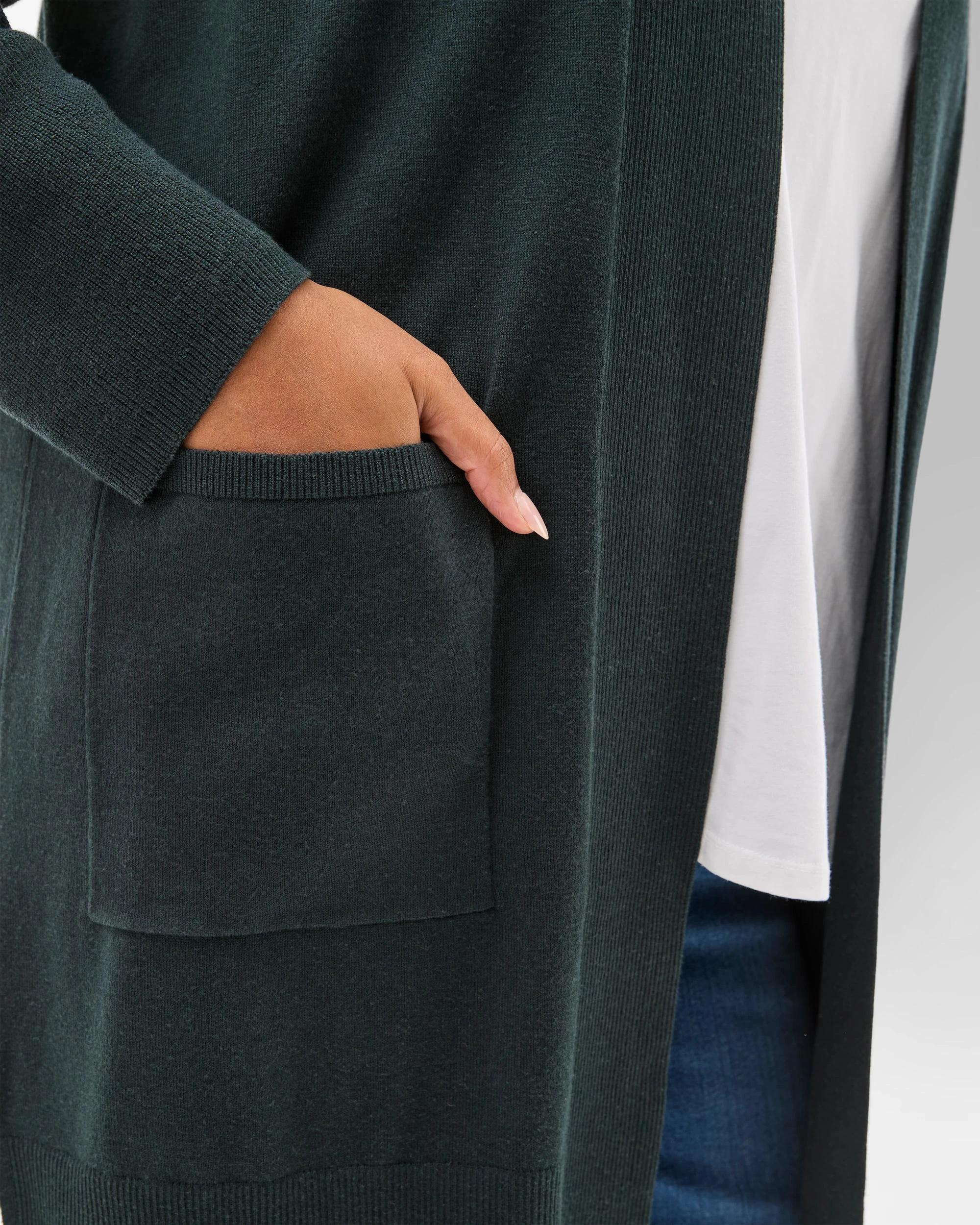 5 Target Curve Curve Australian Cotton Blend Edge To Edge Longline Rib Cardigan MIDNIGHT JADE, 5 of 7