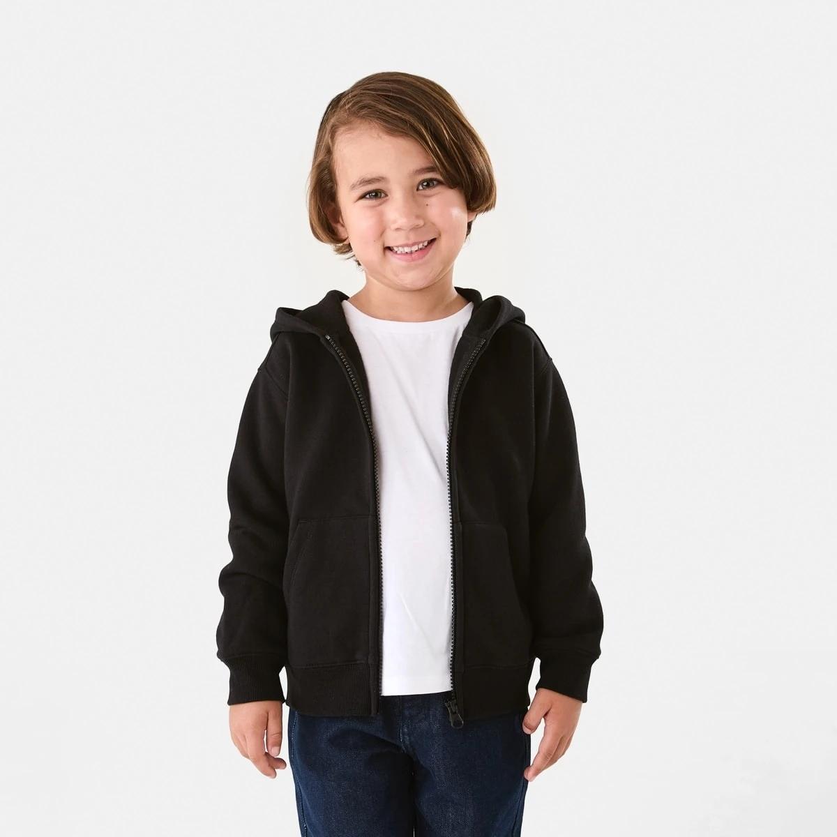1 Plain Zip Through Hoodie Black, 1 of 10