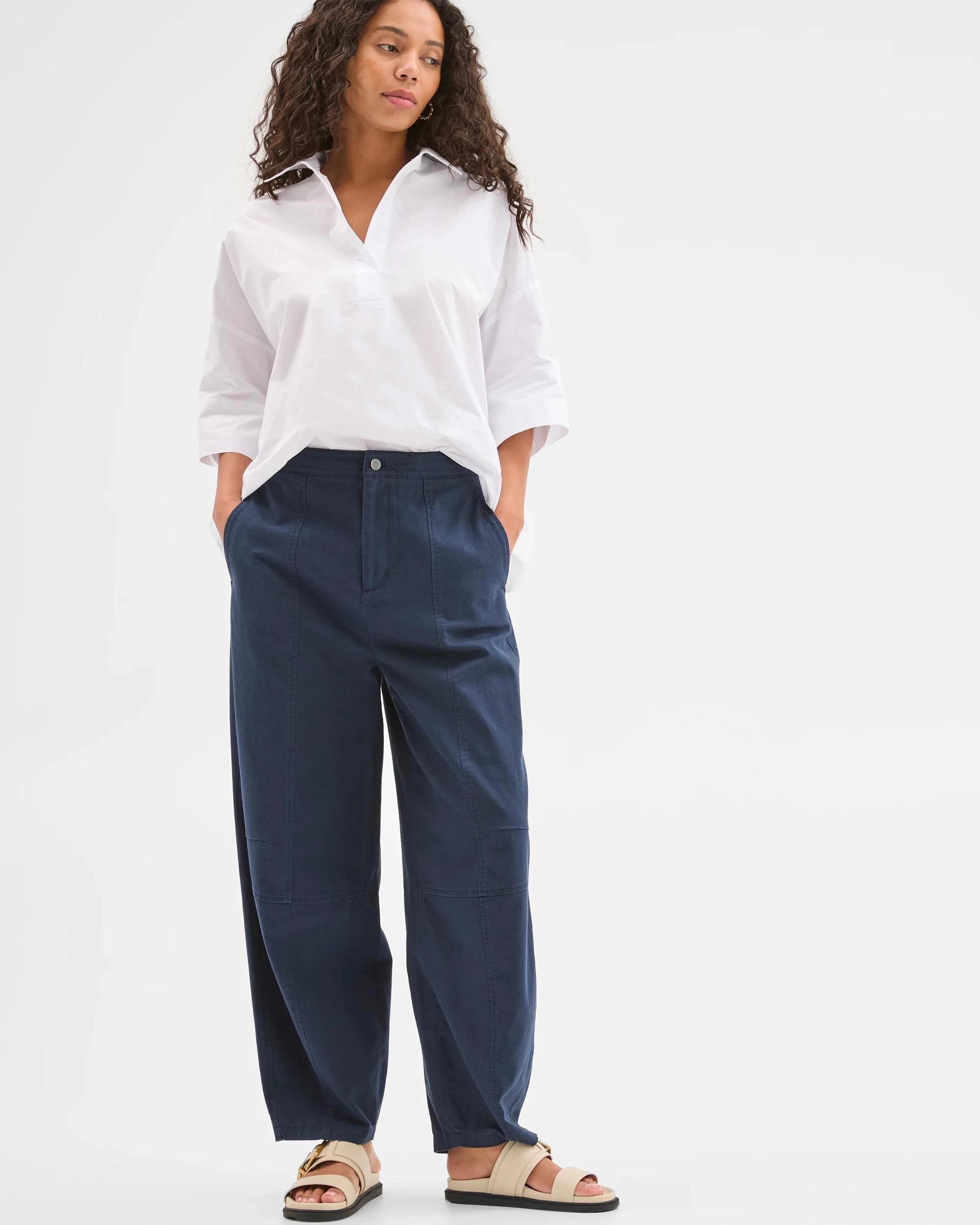 1 Target Australian Cotton Blend Soft Barrel Leg Pants NAVY BLAZER, 1 of 6