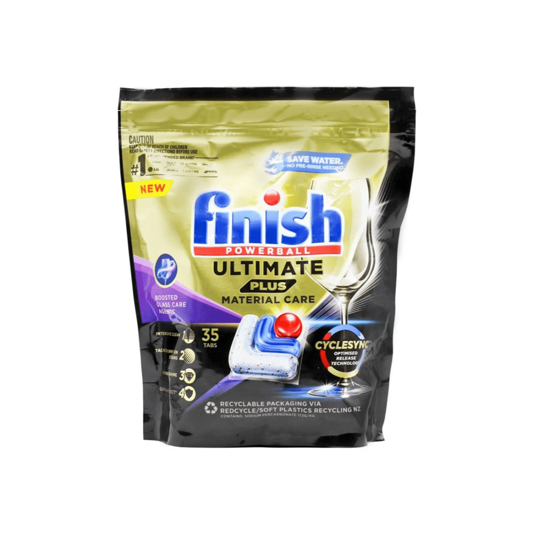 1 Finish Powerball Ultimate Plus Glass Material Care Dishwasher Tablets 35Pc, 1 of 3