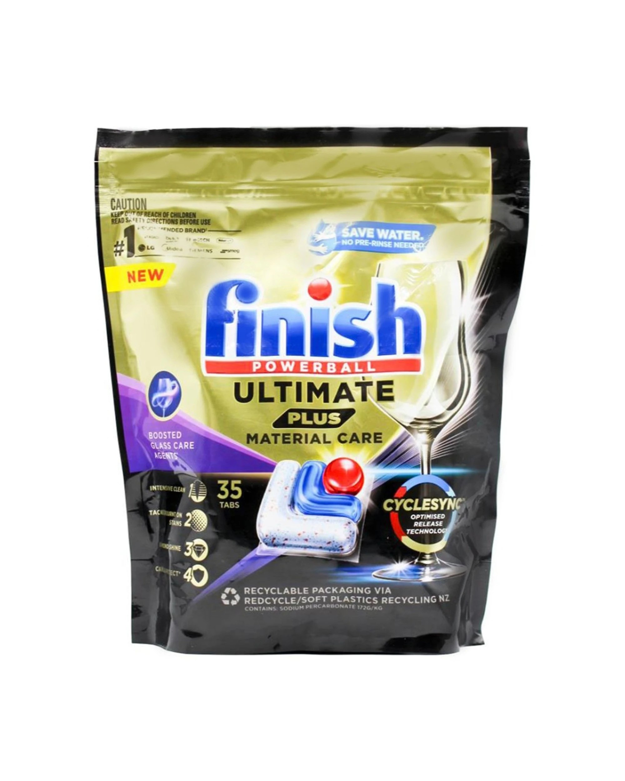 1 Finish Powerball Ultimate Plus Glass Material Care Dishwasher Tablets 35Pc, 1 of 3