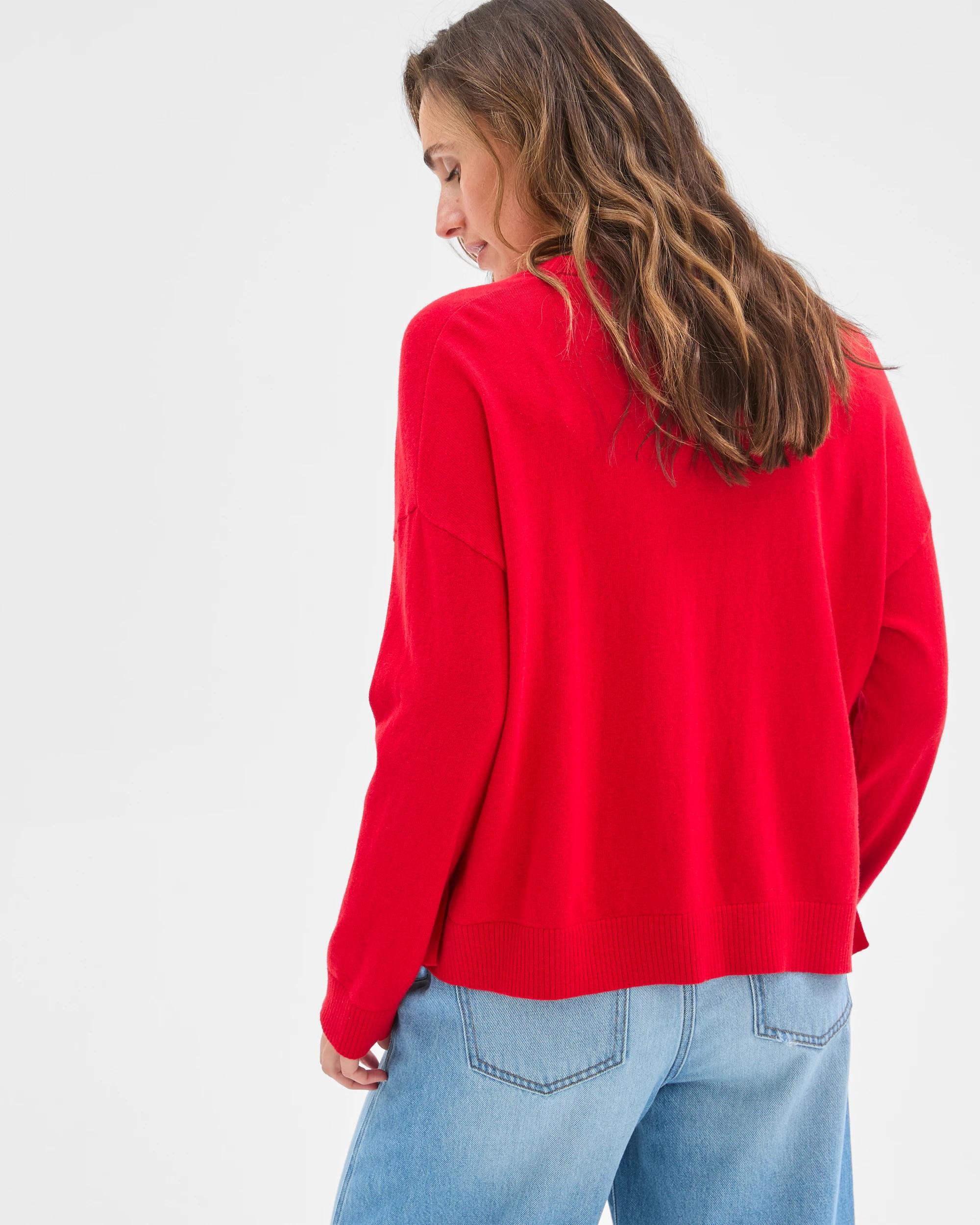 6 Target Woman Cotton Cashmere V-Neck Knit Cardigan TRUE RED, 6 of 6