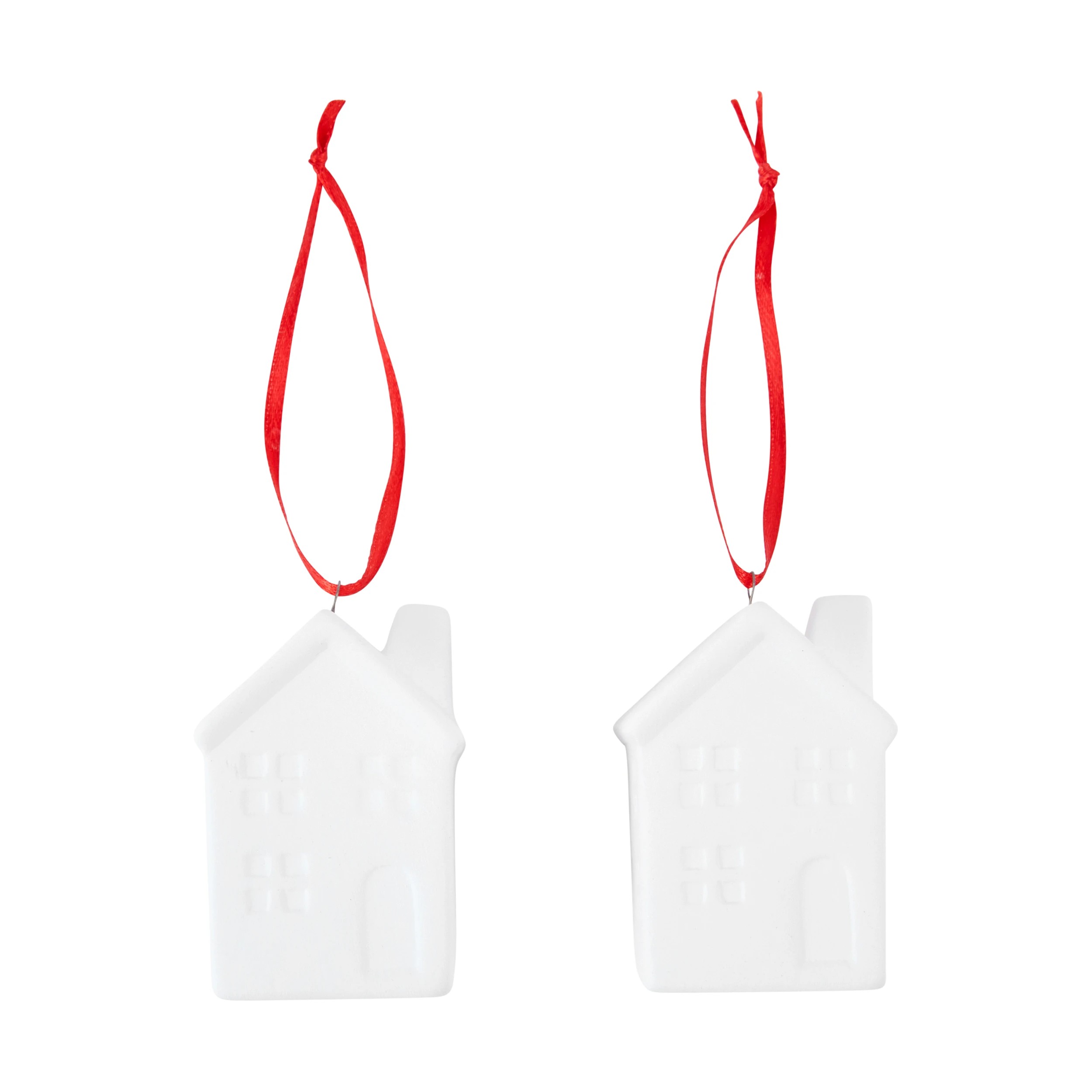 2 2 Piece Christmas Craft DIY Ornaments - Ceramic House, 2 of 3