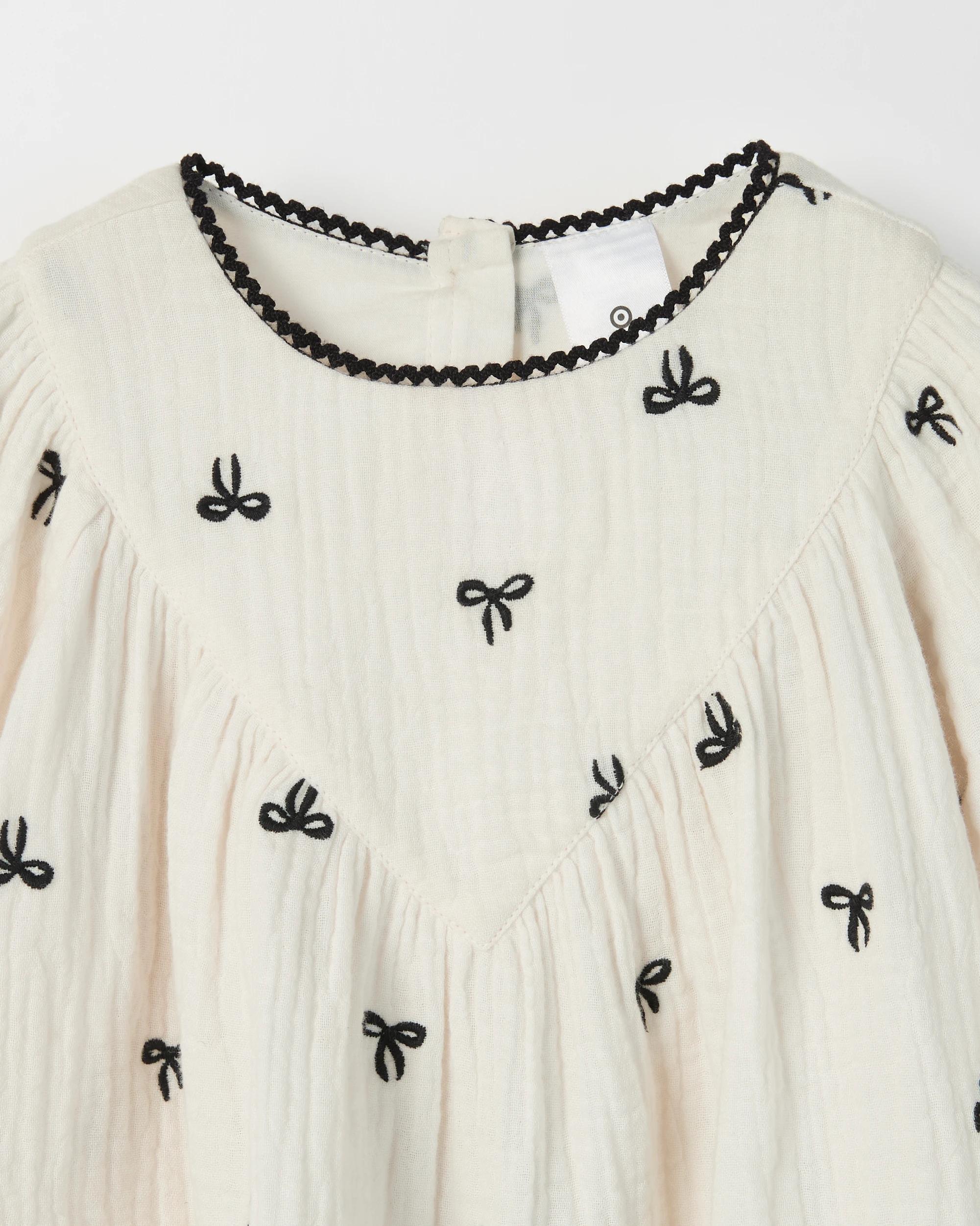 2 Target Baby Long Sleeve Midi Boho Dress BOW PRINT GARDENIA, 2 of 2