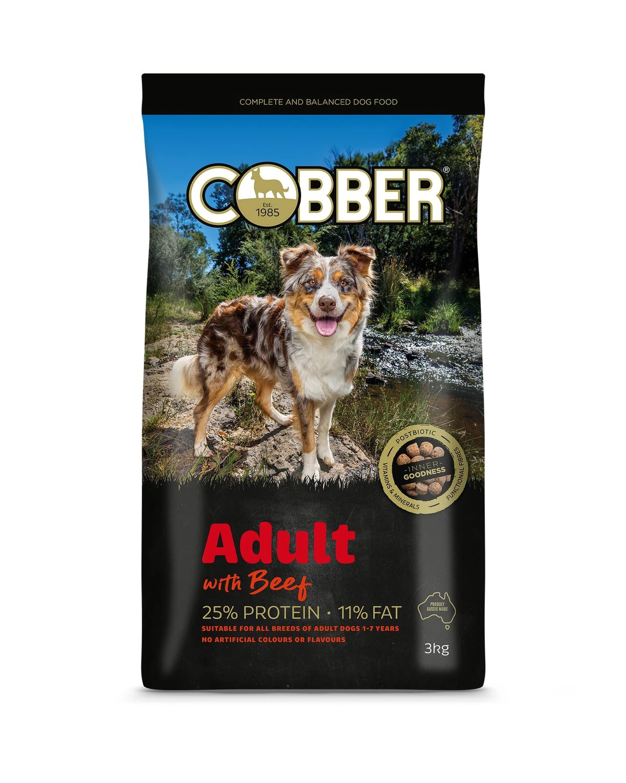 1 Cobber Adult 1-7 All Breeds Inner Goodness Dry Dog Food with Beef 3Kg, 1 of 1