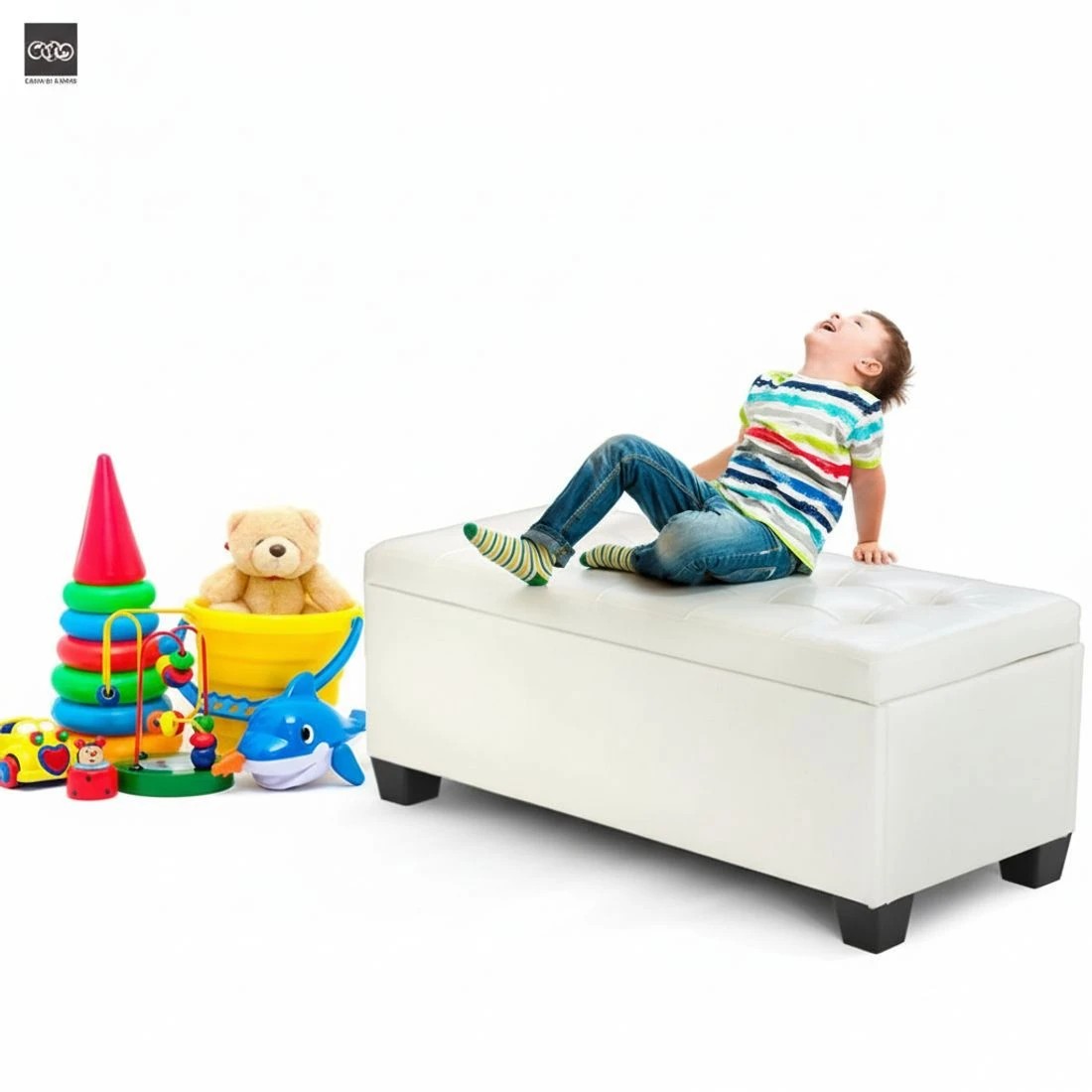 5 Artiss Storage Ottoman Blanket Box 97cm - White, 5 of 10