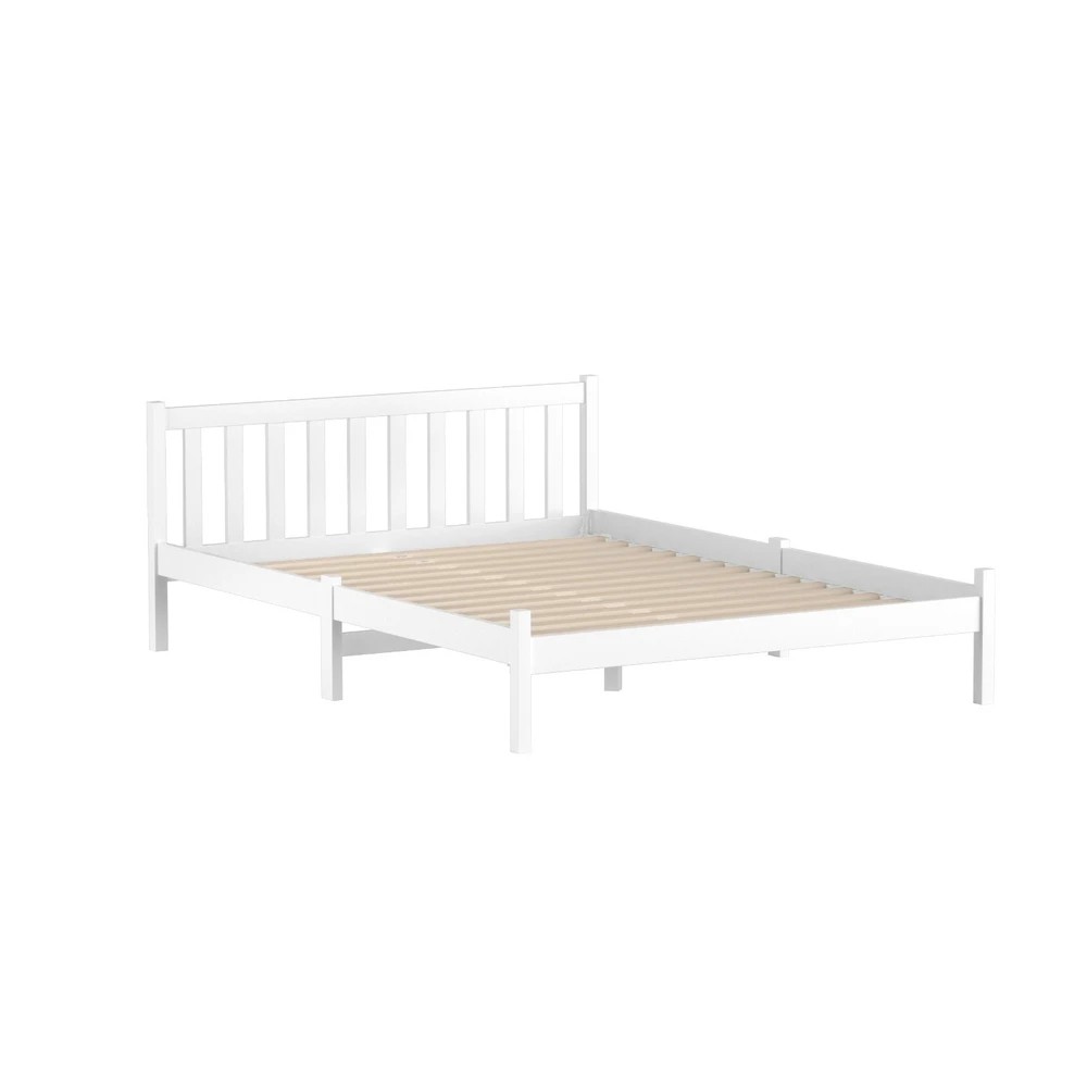 1 Artiss Bed Frame Double Size Wooden  SOFIE - White, 1 of 10
