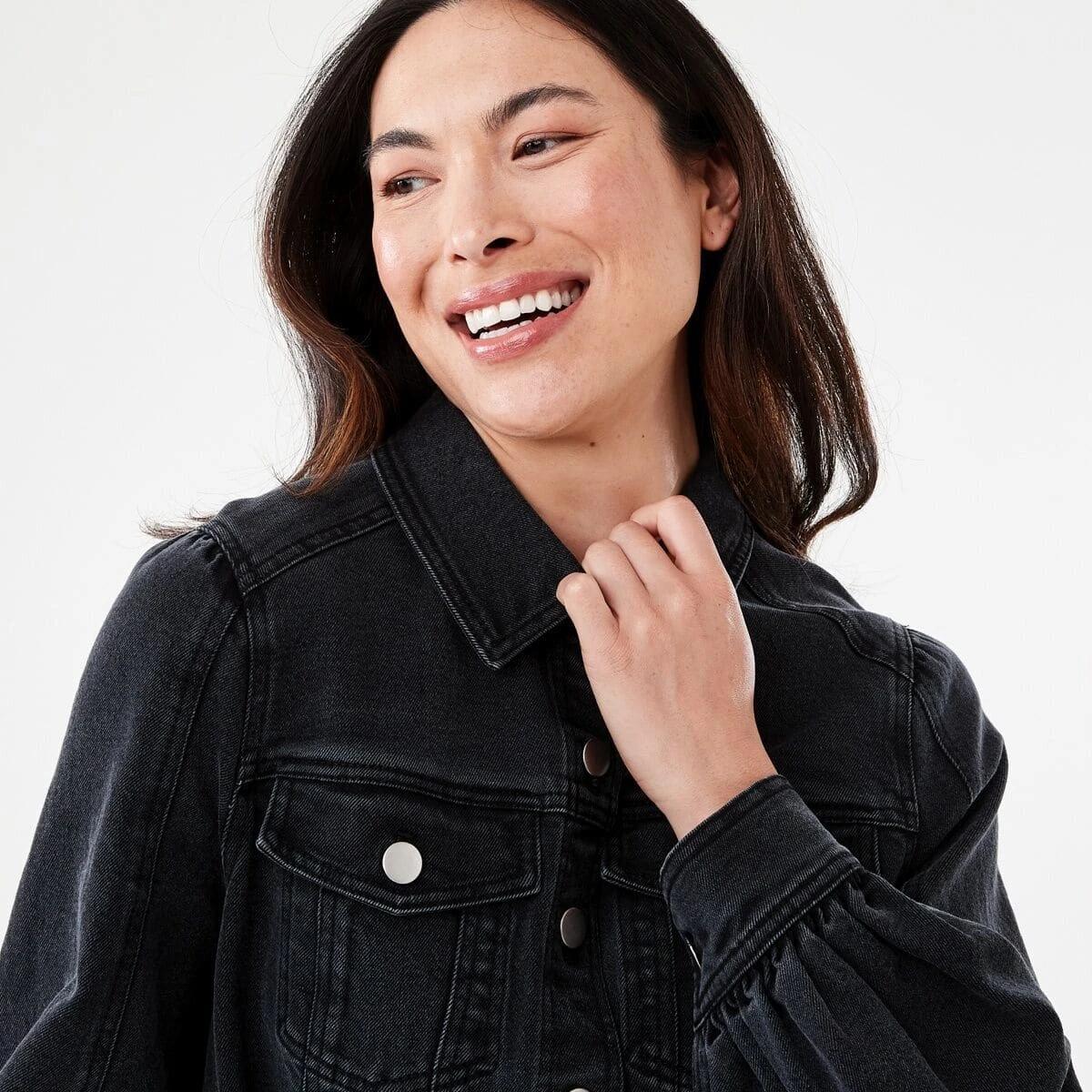 4 Long Sleeve Belted Denim Mini Dress Black Wash, 4 of 9