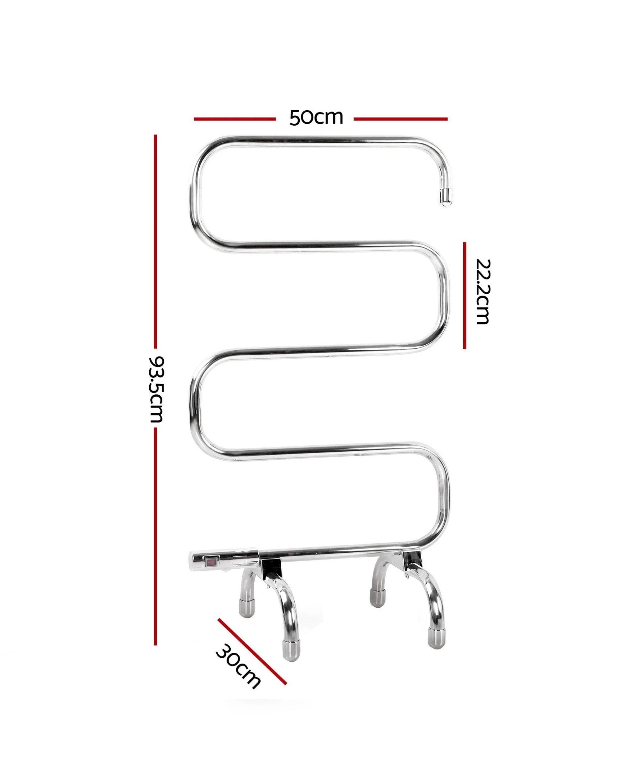 2 Devanti Electric Heated Towel Rail Rack 5 Bars Freestanding Clothes Dry Warmer
 - Silver, 2 of 5