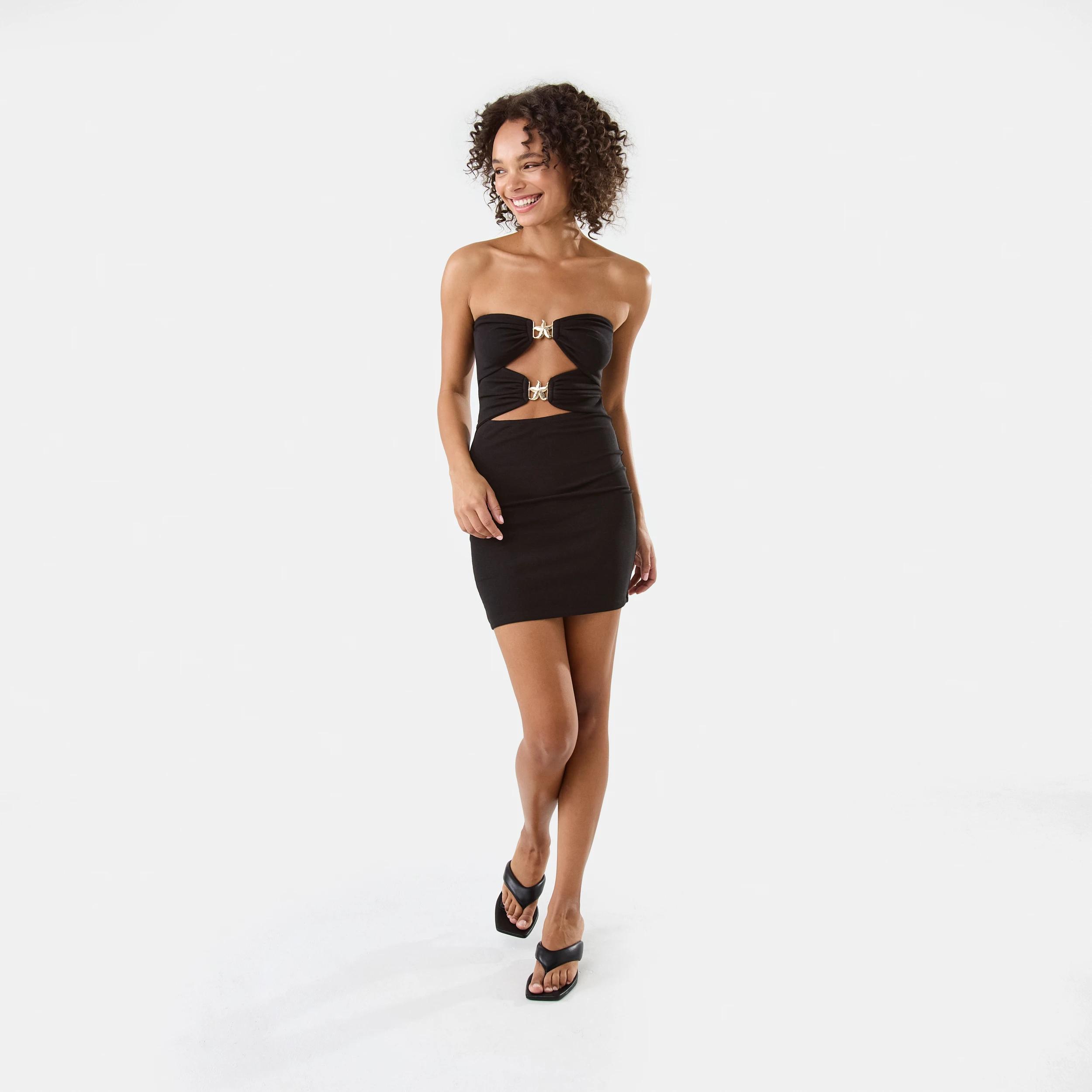2 Cut Out Starfish Mini Dress Black, 2 of 6