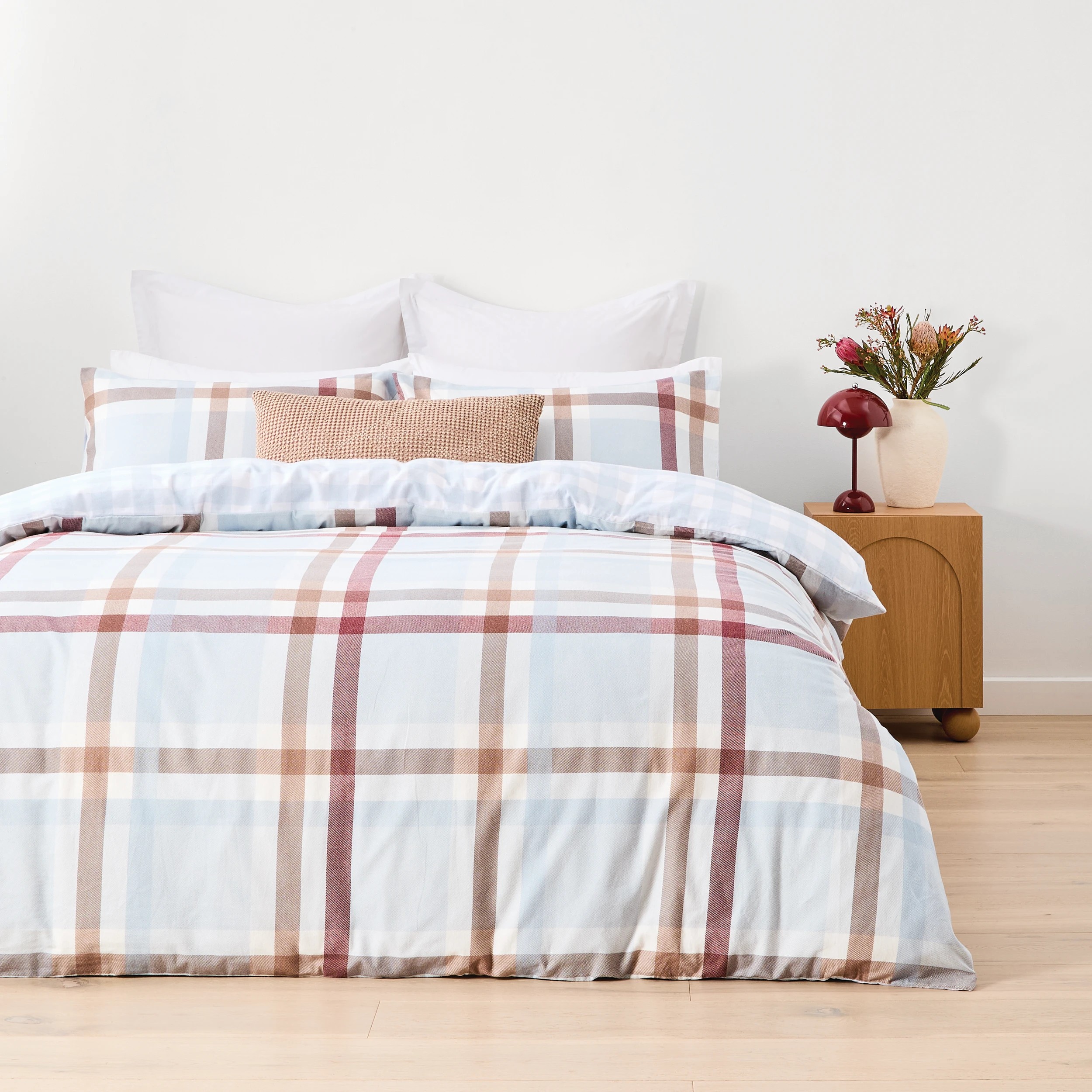 1 Plaid Flannelette Cotton Reversible Quilt Cover Set - Super King Bed, 1 of 8