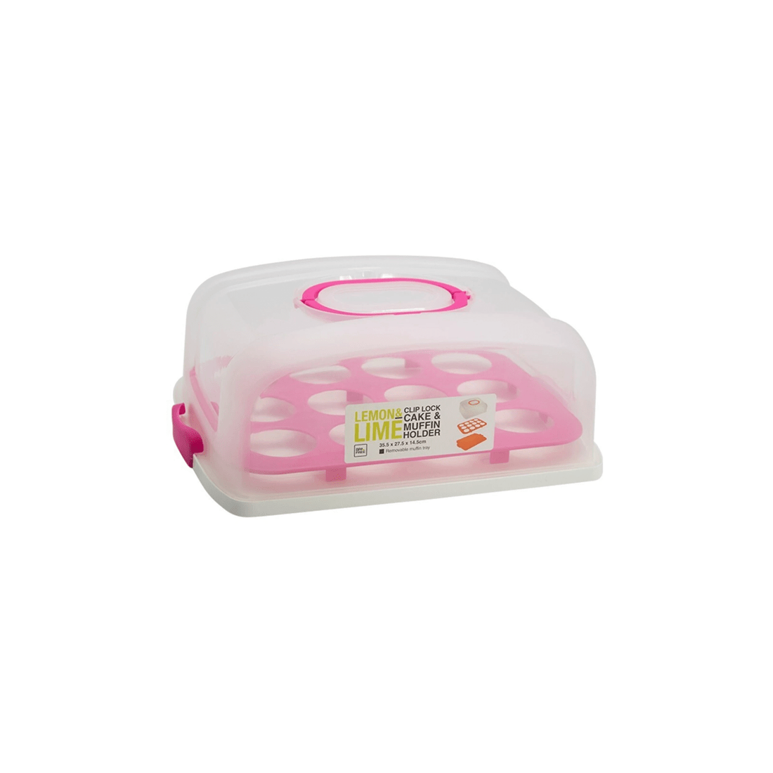 3 Lemon & Lime 37.5cm Rectangle Cake Holder/muffin Tray Food Container W/ Lid Asst
 - Multi, 3 of 5