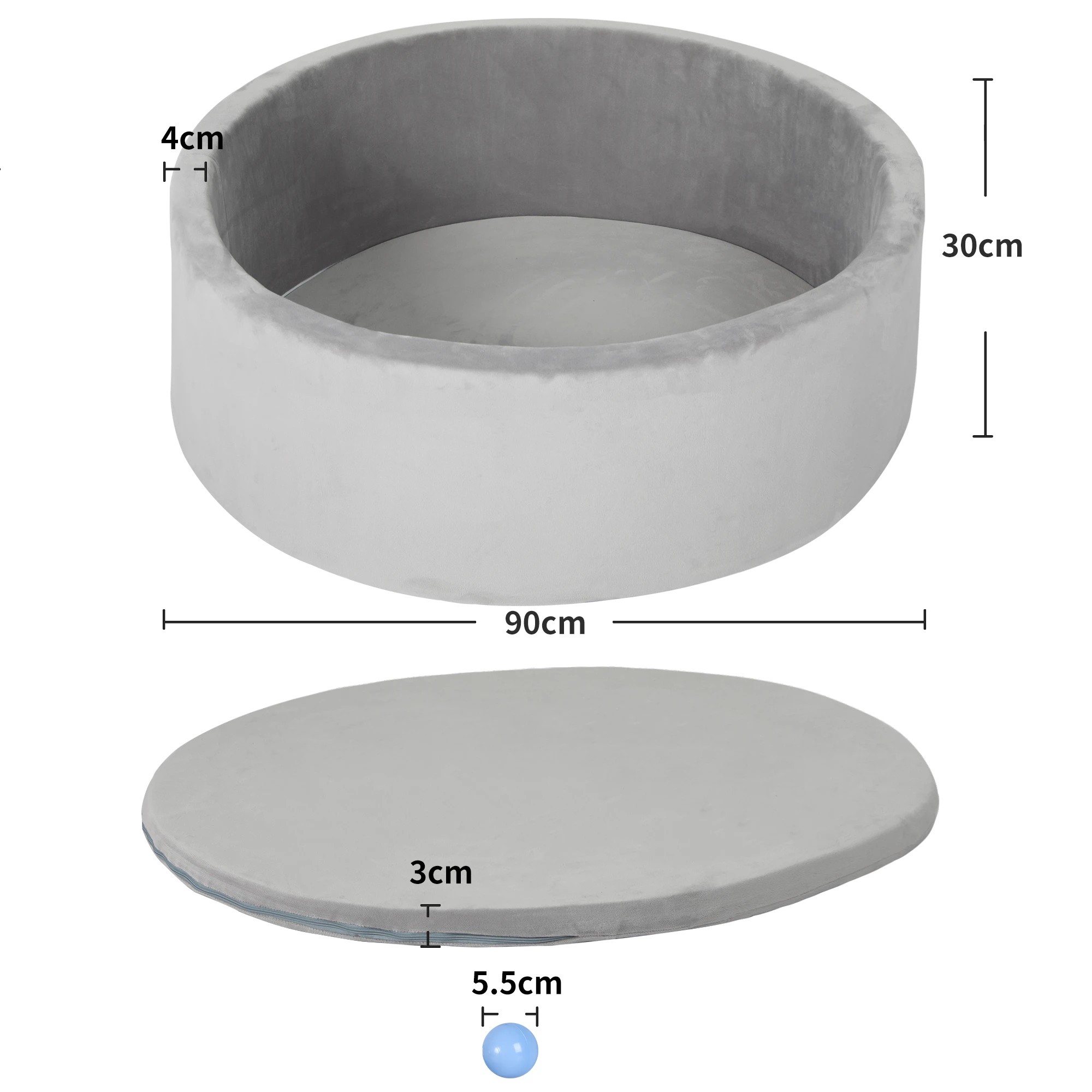 3 Bopeep 90X30Cm Soft Baby Kids Ocean Ball Play Pot In Colour With 200 Balls - Grey, 3 of 6