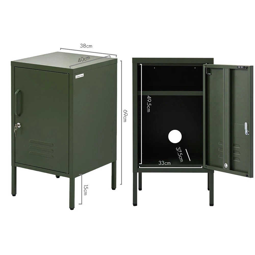 3 Artiss Bedside Table Metal Cabinet - Green, 3 of 5