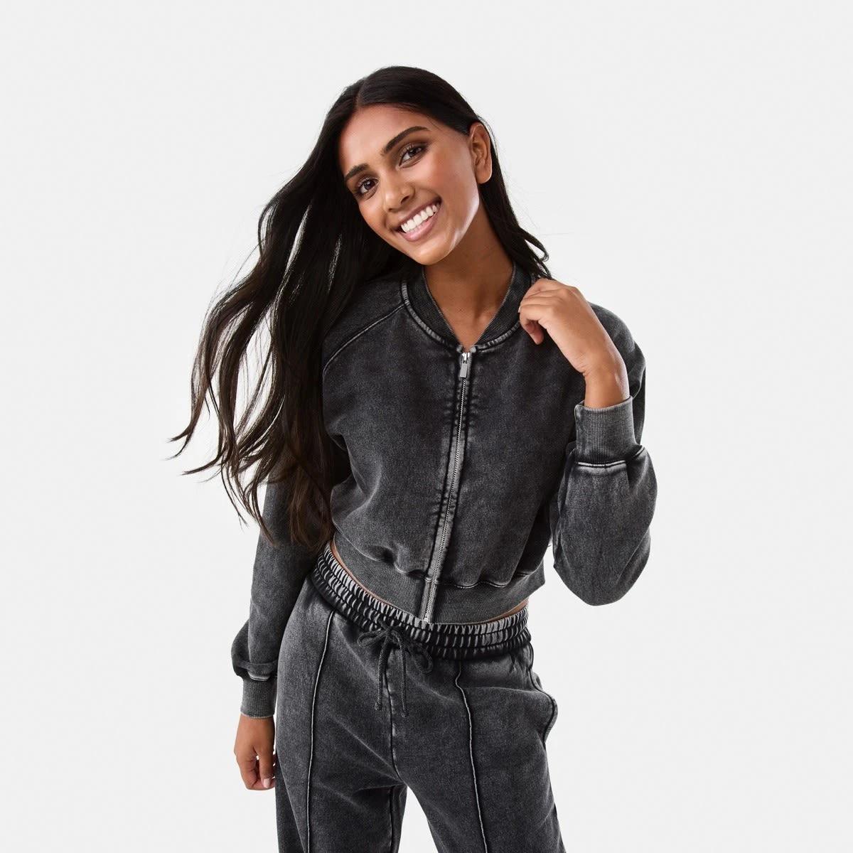 1 Washed Bomber Jacket Black, 1 of 7